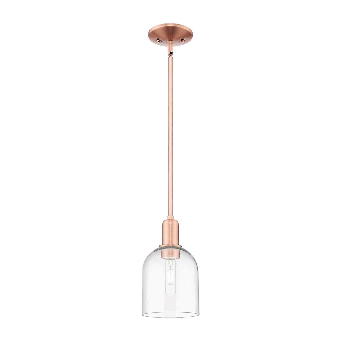 Innovations Bella 6in 1-Light Mini Pendant | Industrial Antique Copper Steel and Clear Glass | Kitchen Island & Dining Room | Model 716-1S-AC-G558-6CL