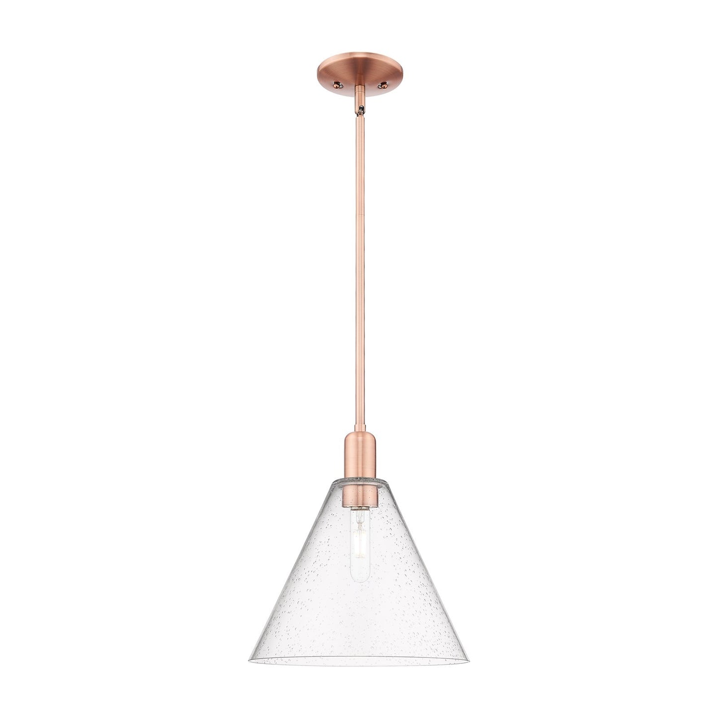 Innovations Berkshire Glass 12in 1-Light Mini Pendant | Industrial Antique Copper Steel and Seedy Glass | Kitchen Island | 12 x | Model 716-1S-AC-GBC-124