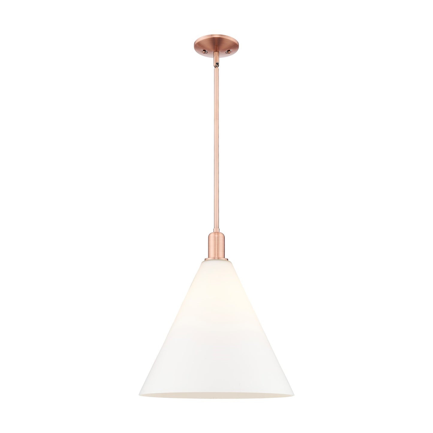 Innovations Berkshire Glass 16in 1-Light Mini Pendant | Industrial Antique Copper Steel and Matte White Glass | Kitchen Island & | Model 716-1S-AC-GBC-161