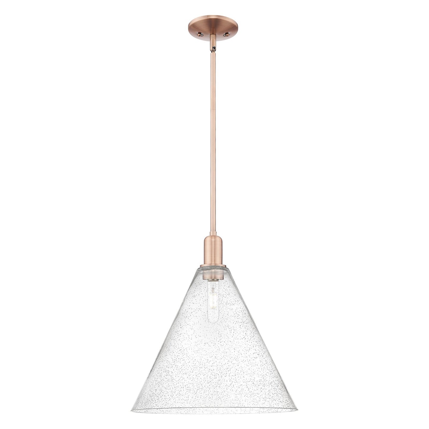 Innovations Berkshire Glass 16in 1-Light Mini Pendant | Industrial Antique Copper Steel and Seedy Glass | Kitchen Island & | Model 716-1S-AC-GBC-164