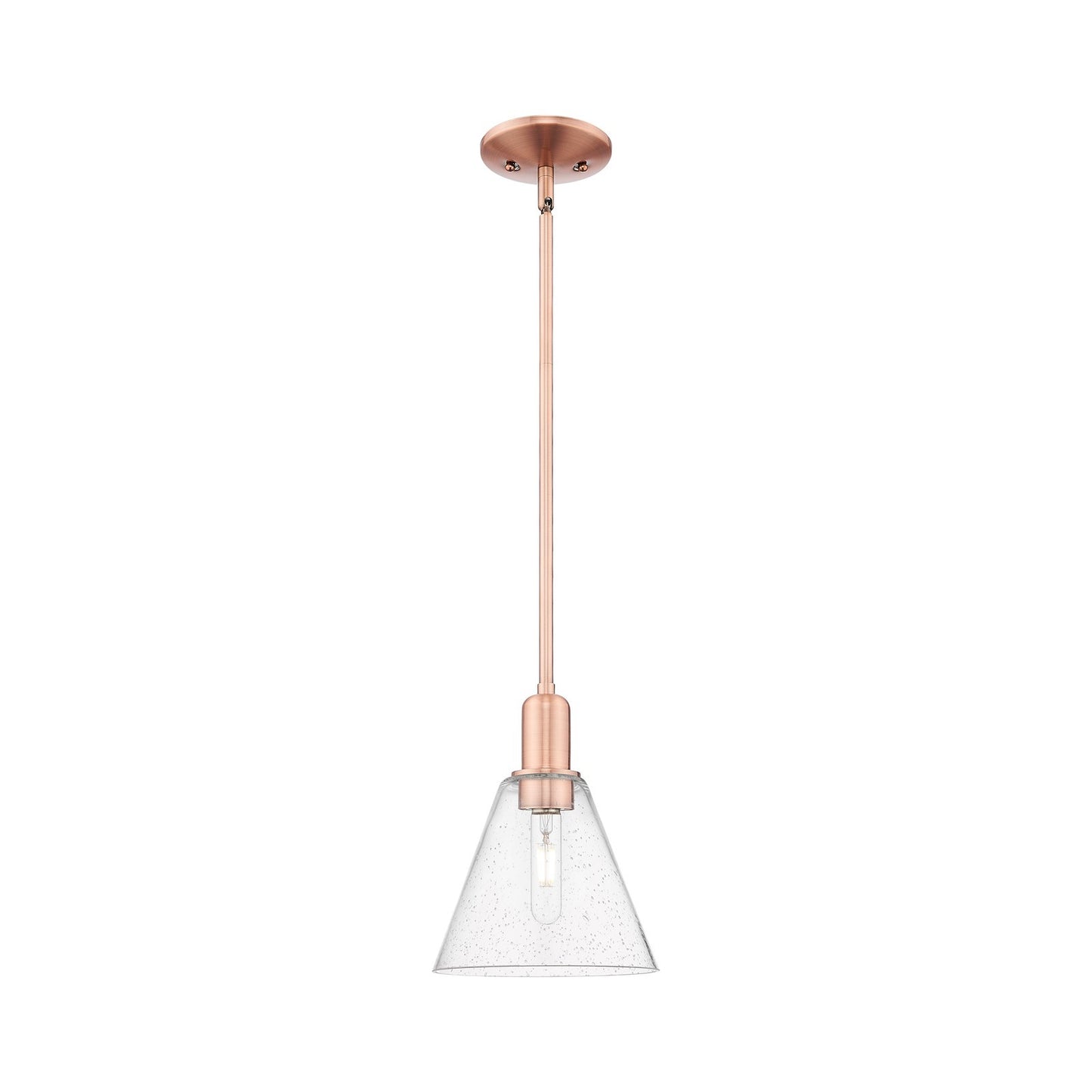 Innovations Berkshire Glass 8in 1-Light Mini Pendant | Industrial Antique Copper Steel and Seedy Glass | Kitchen Island & Dining | Model 716-1S-AC-GBC-84