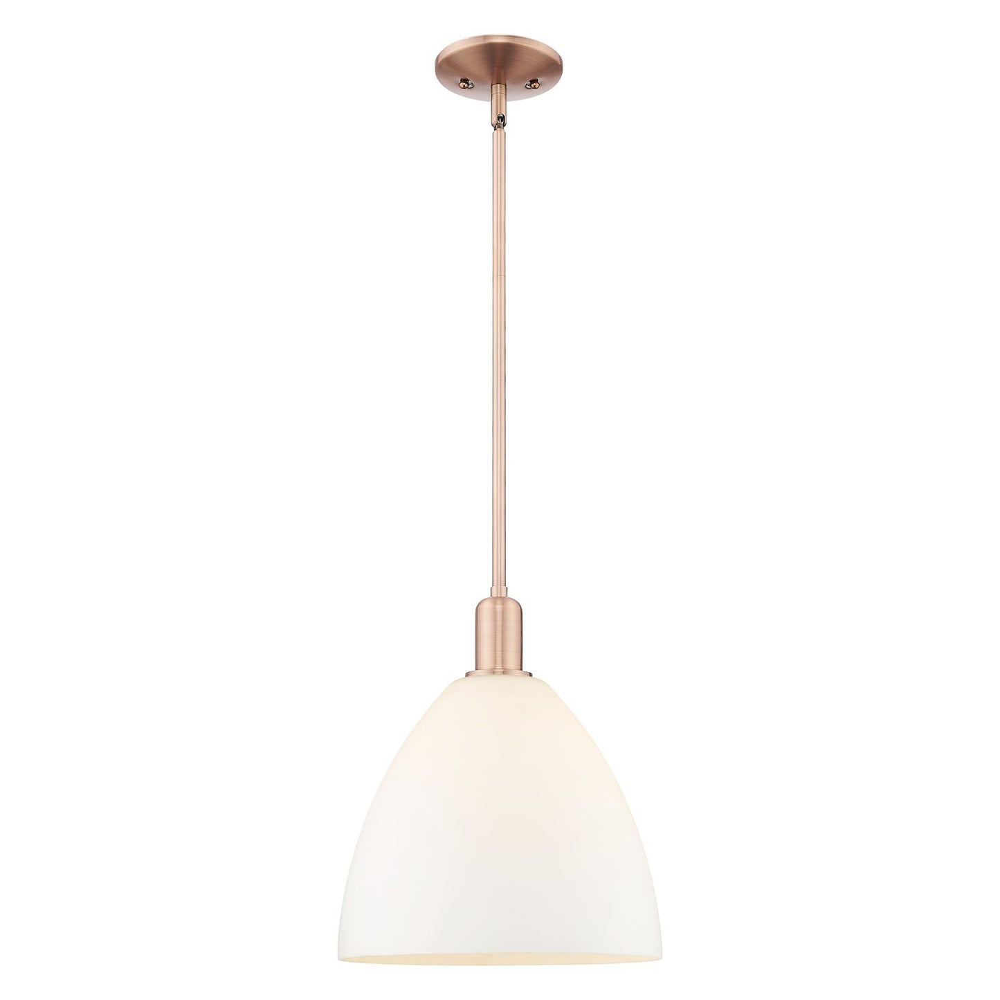 Innovations Bristol 12in 1-Light Mini Pendant | Industrial Antique Copper Steel and Matte White Glass | Kitchen Island & Dining | Model 716-1S-AC-GBD-121