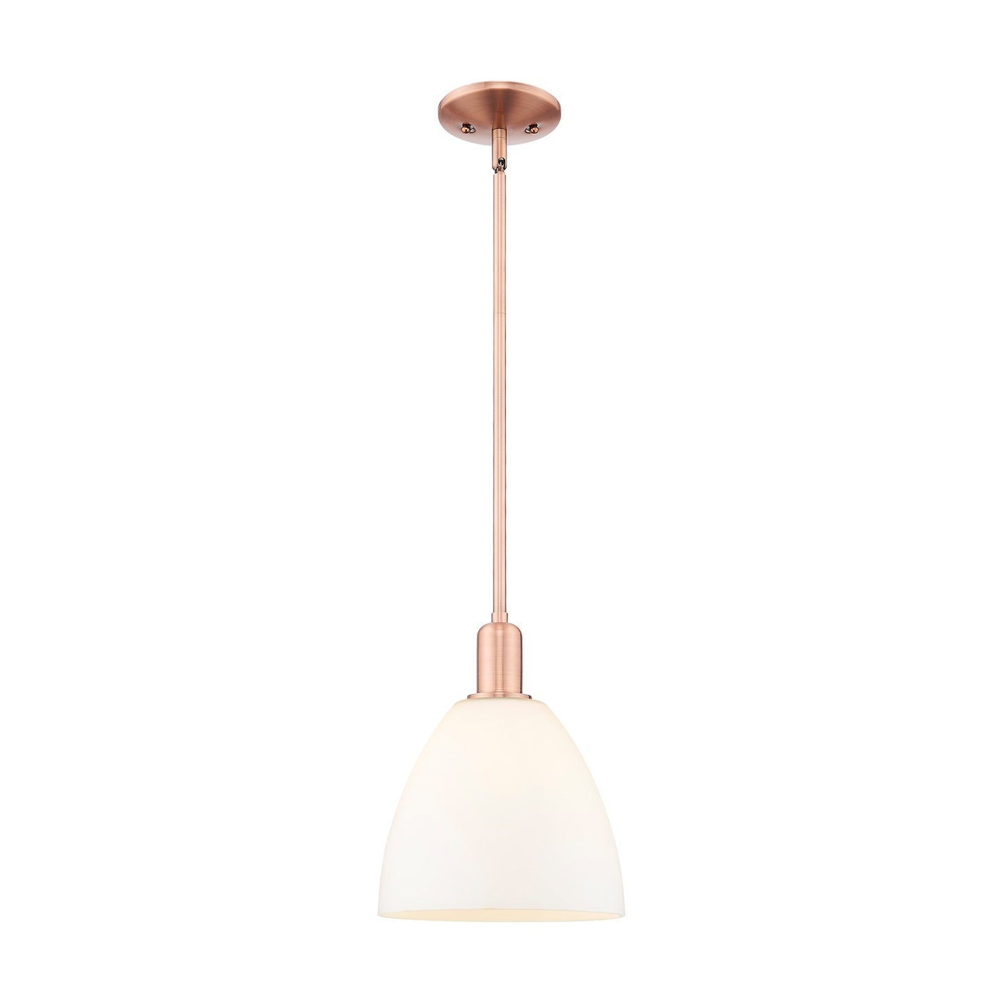 Innovations Bristol 9in 1-Light Mini Pendant | Industrial Antique Copper and Matte White Glass | Kitchen Island & Dining Room | 9 | Model 716-1S-AC-GBD-91