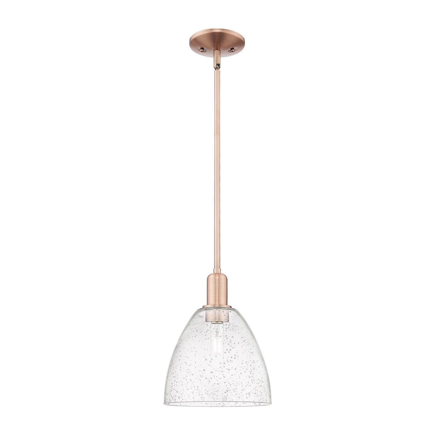 Innovations Bristol 9in 1-Light Mini Pendant | Industrial Antique Copper Steel and Seedy Glass | Kitchen Island & Dining Room | 9 | Model 716-1S-AC-GBD-94
