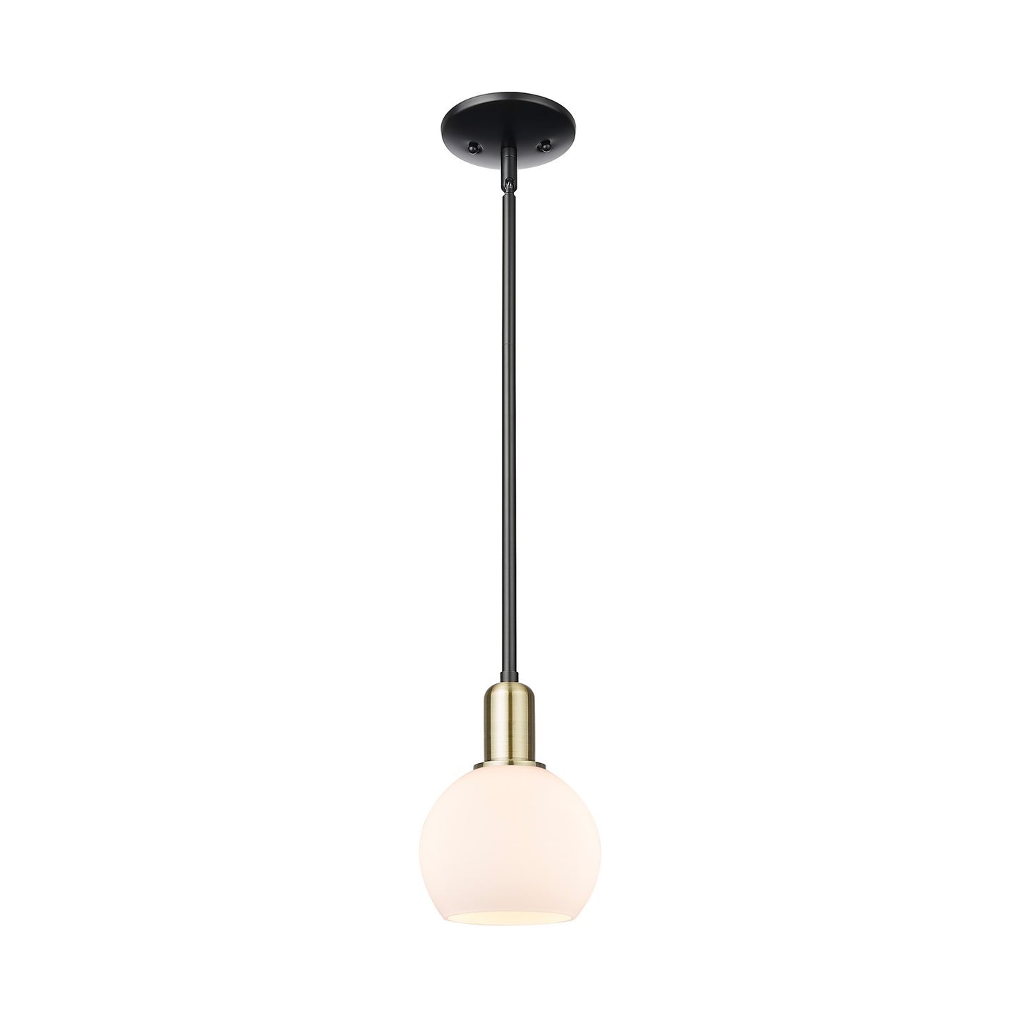 Innovations Athens 6in 1-Light Mini Pendant | Industrial Black Antique Brass and Matte White Glass | Kitchen Island | 5.88 x | Model 716-1S-BAB-G121-6