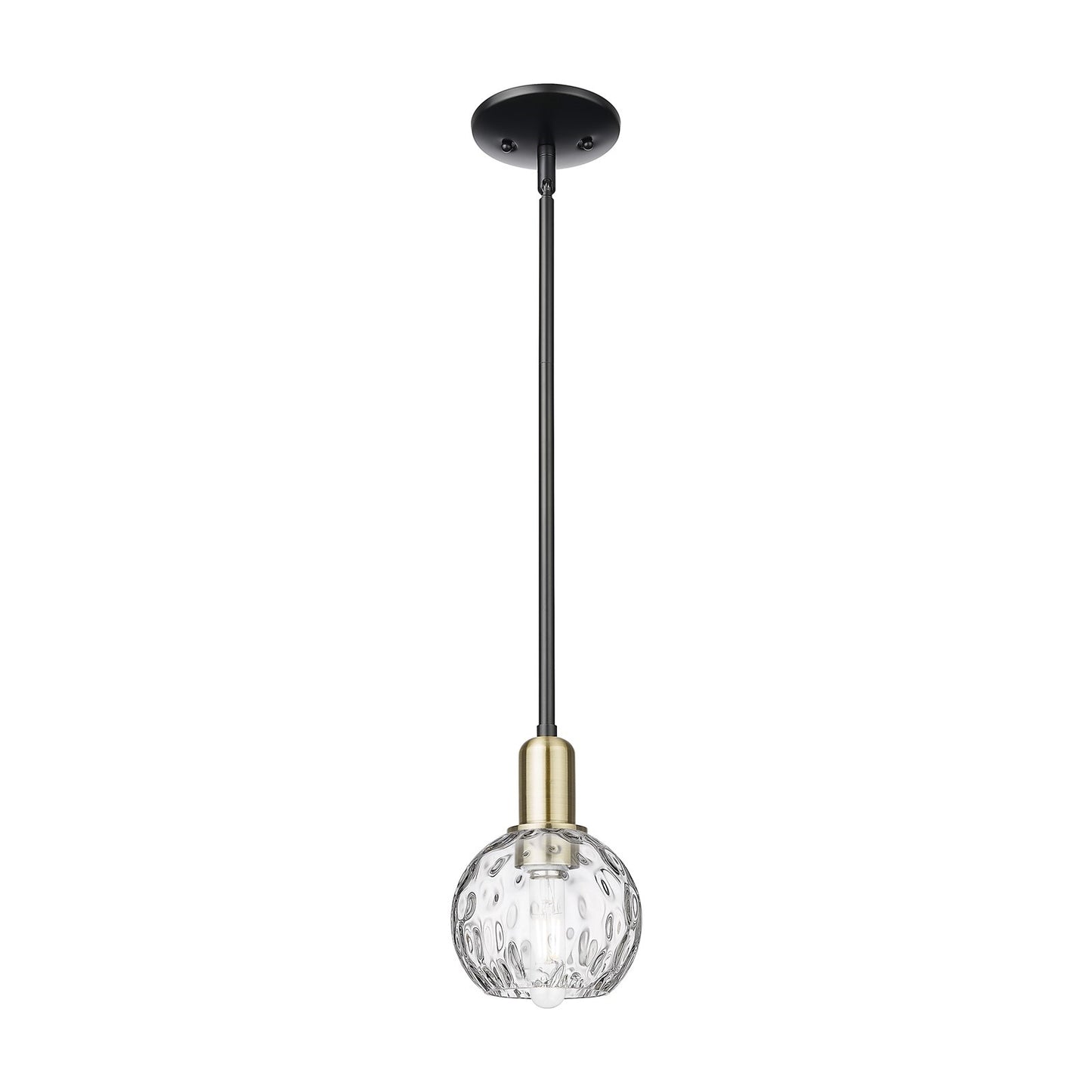 Innovations Athens Water Glass 6in 1-Light Mini Pendant | Industrial Black Antique Brass and Clear Glass | Kitchen Island & | Model 716-1S-BAB-G1215-6