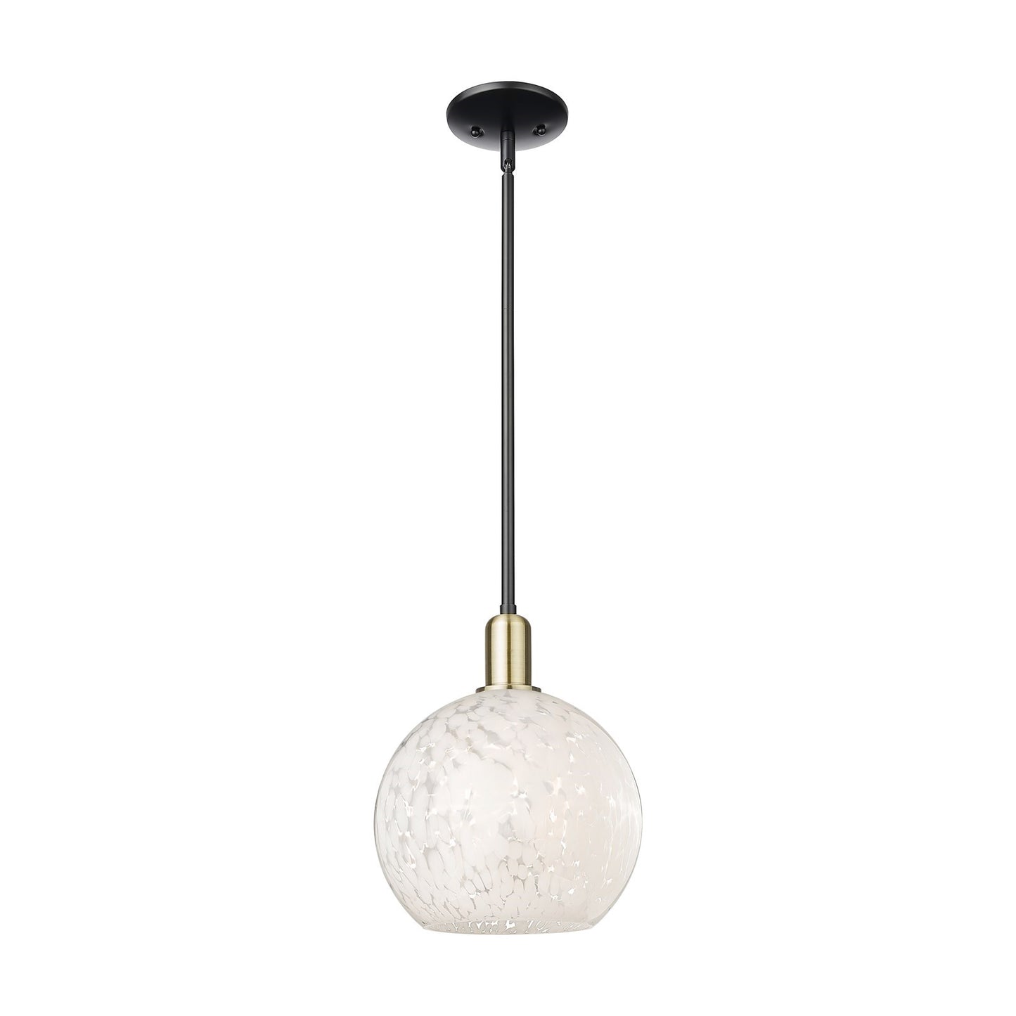 Innovations Lighting Arcadia 10in 1-Light Mini Pendant | Industrial Black Antique Brass and White Mouchette Glass | Kitchen | Model 716-1S-BAB-G1216-10WM