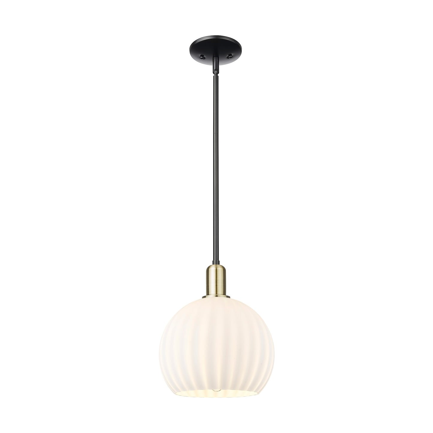Innovations Lighting Arcadia 10in 1-Light Mini Pendant | Industrial Black Antique Brass and White Venetian Glass | Kitchen | Model 716-1S-BAB-G1217-10WV