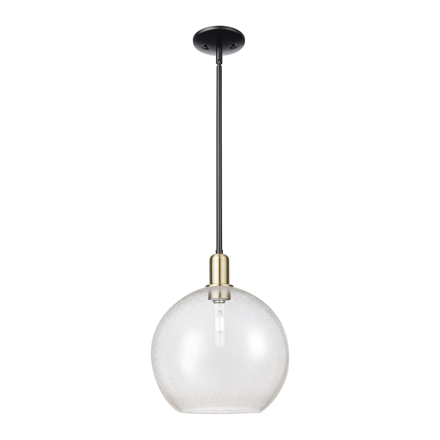 Innovations Athens 12in 1-Light Mini Pendant | Industrial Black Antique Brass Steel and Seedy Glass | Kitchen Island | 11.75 x | Model 716-1S-BAB-G124-12