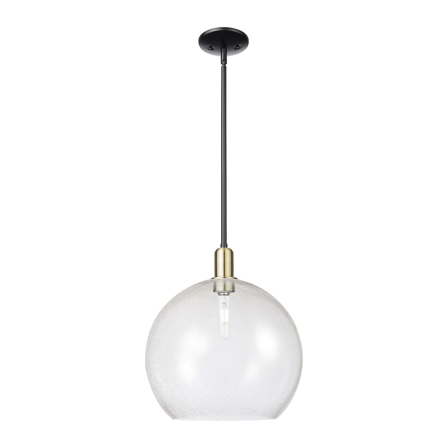 Innovations Athens 14in 1-Light Mini Pendant | Industrial Black Antique Brass Steel and Seedy Glass | Kitchen Island & Dining | Model 716-1S-BAB-G124-14