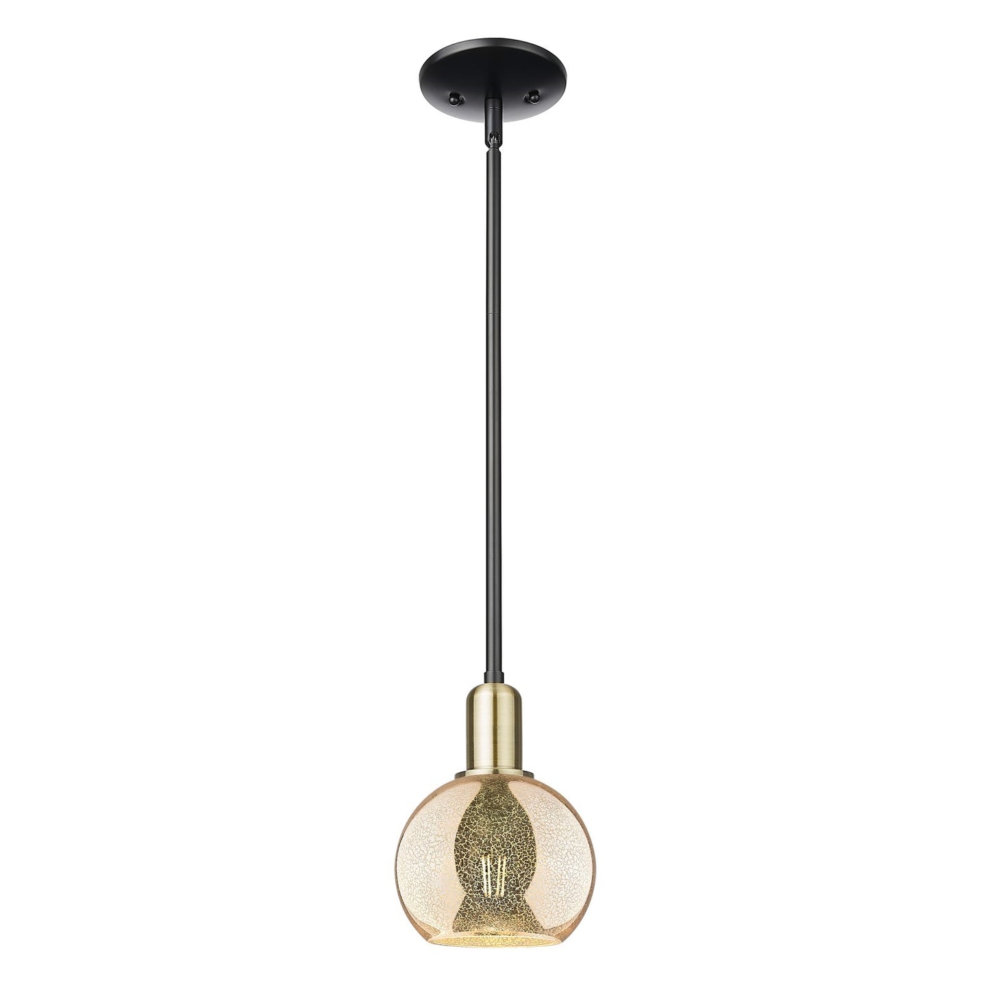 Innovations Athens 6in 1-Light Mini Pendant | Industrial Black Antique Brass and Mercury Glass | Kitchen Island & Dining Room | Model 716-1S-BAB-G128-6