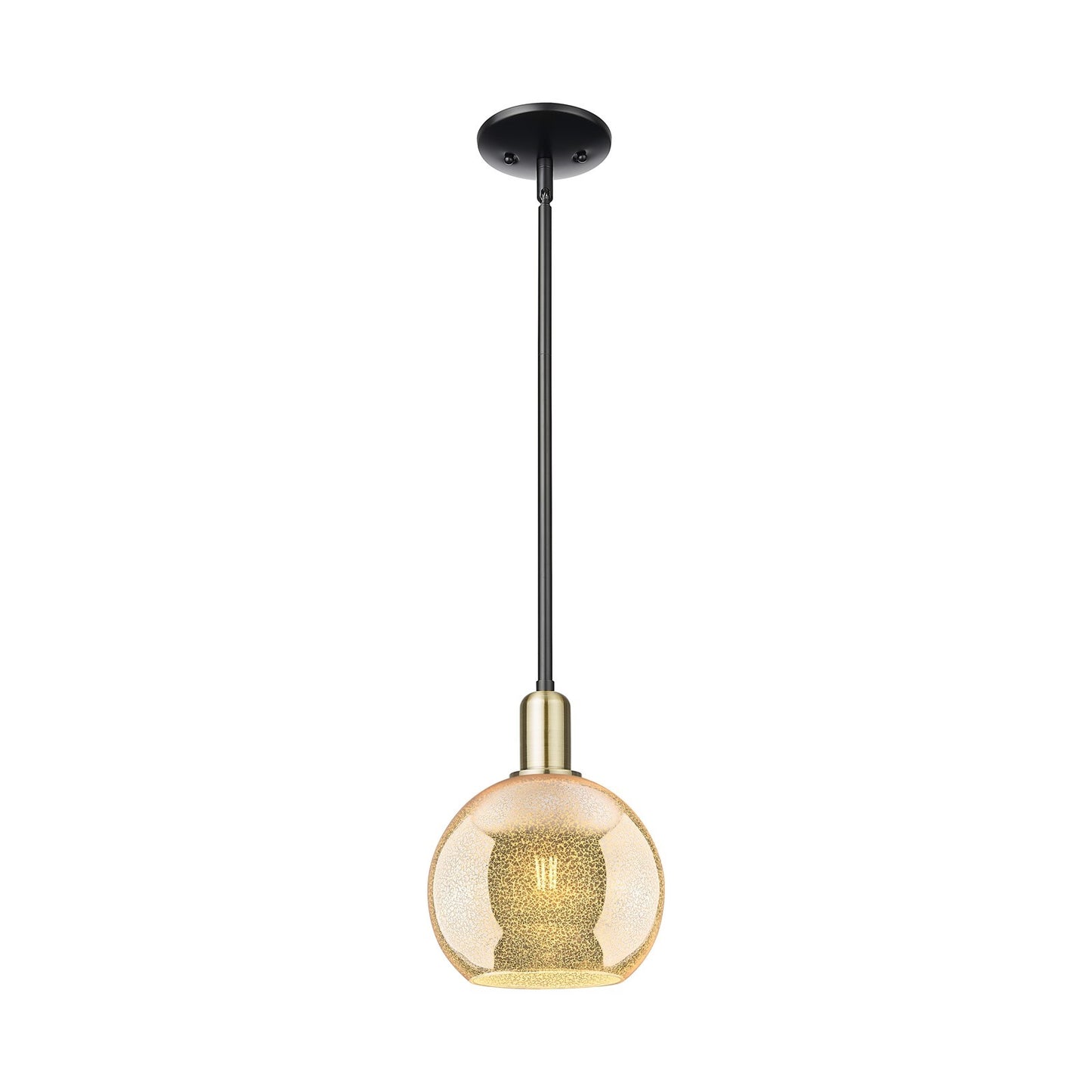 Innovations Athens 8in 1-Light Mini Pendant | Industrial Black Antique Brass and Mercury Glass | Kitchen Island & Dining Room | Model 716-1S-BAB-G128-8
