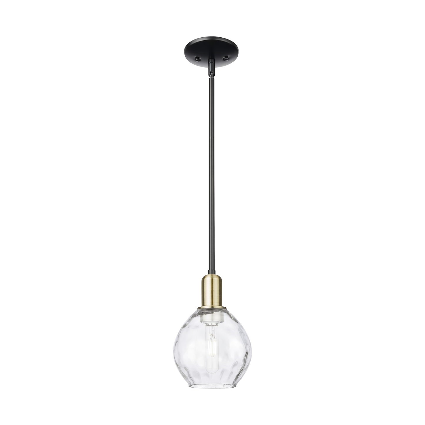 Innovations Waverly 6in 1-Light Mini Pendant | Industrial Black Antique Brass and Clear Glass | Kitchen Island & Dining Room | 6 x | Model 716-1S-BAB-G362