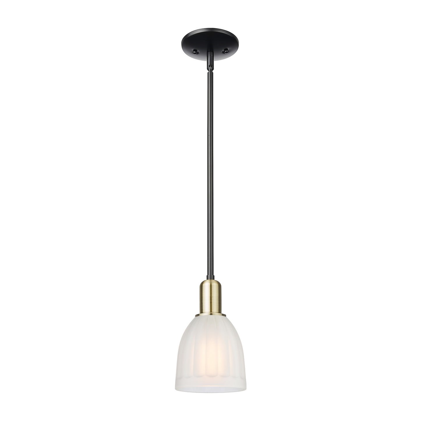 Innovations Brookfield 6in 1-Light Mini Pendant | Industrial Black Antique Brass and White Frosted Glass | Kitchen Island & Dining | Model 716-1S-BAB-G441