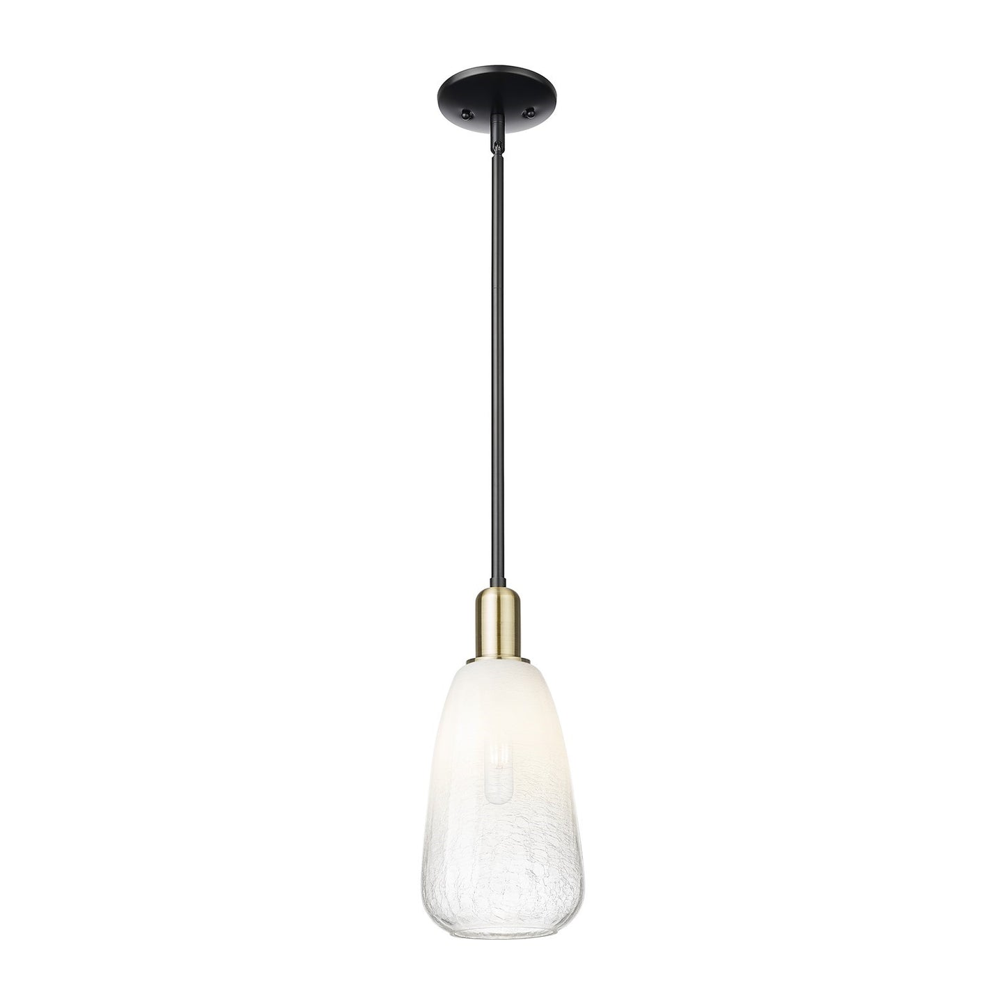 Innovations Brookhaven Almond 6in 1-Light Mini Pendant | Industrial Black Antique Brass and Opal Glass | Kitchen Island & | Model 716-1S-BAB-G480-6OP