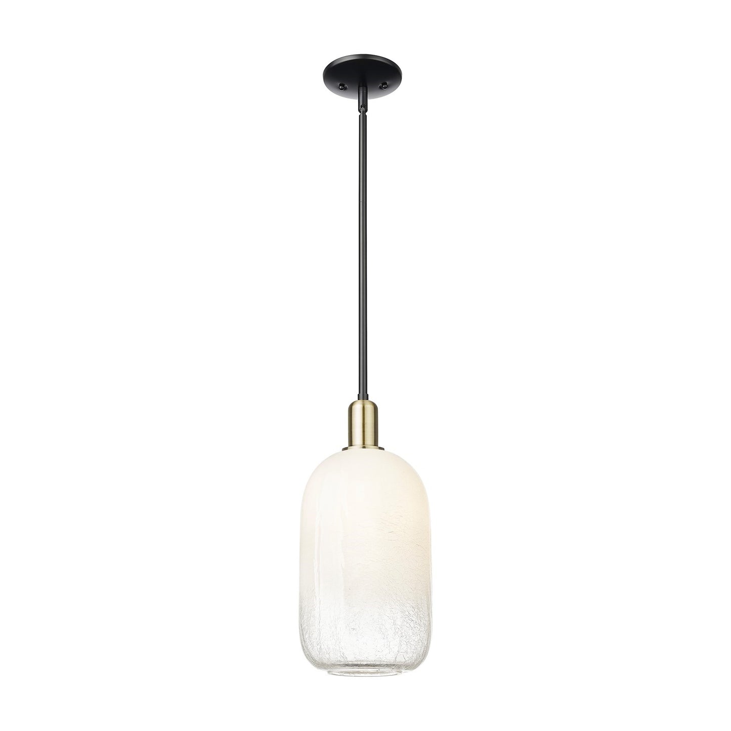 Innovations Brookhaven Cloche 7in 1-Light Mini Pendant | Industrial Black Antique Brass Steel and Opal Glass | Kitchen Island | Model 716-1S-BAB-G482-7OP