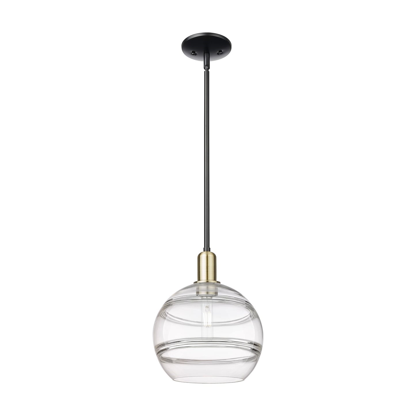 Innovations Rochester 10in 1-Light Mini Pendant | Industrial Black Antique Brass and Clear Glass | Kitchen Island & Dining | Model 716-1S-BAB-G556-10CL