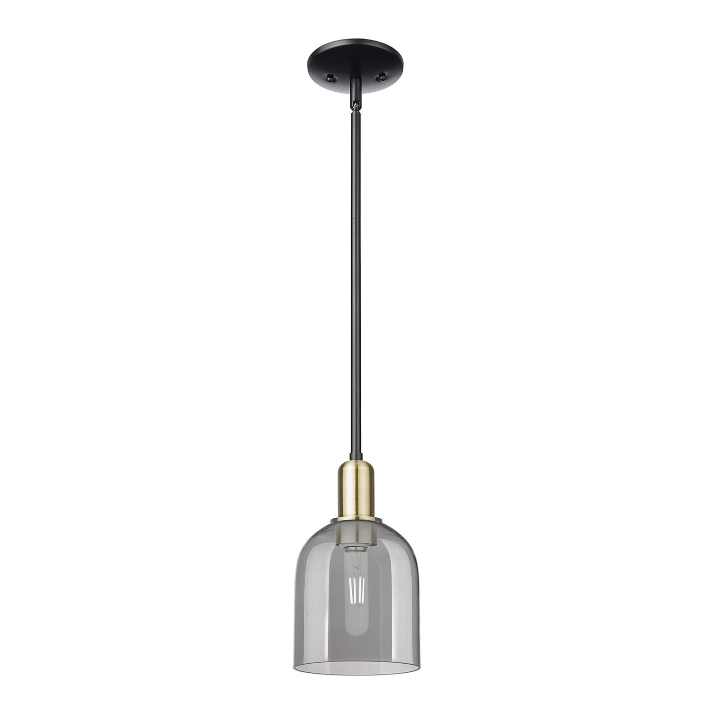 Innovations Bella 6in 1-Light Mini Pendant | Industrial Black Antique Brass and Light Smoke Glass | Kitchen Island & Dining | Model 716-1S-BAB-G558-6SM