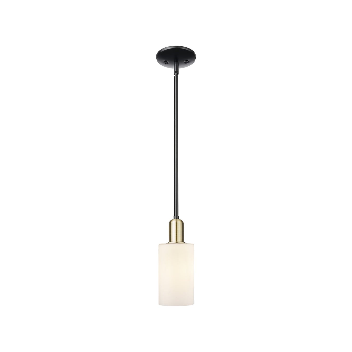 Innovations Clymer 4in 1-Light Mini Pendant | Industrial Black Antique Brass Steel and Matte White Glass | Kitchen Island & Dining | Model 716-1S-BAB-G801