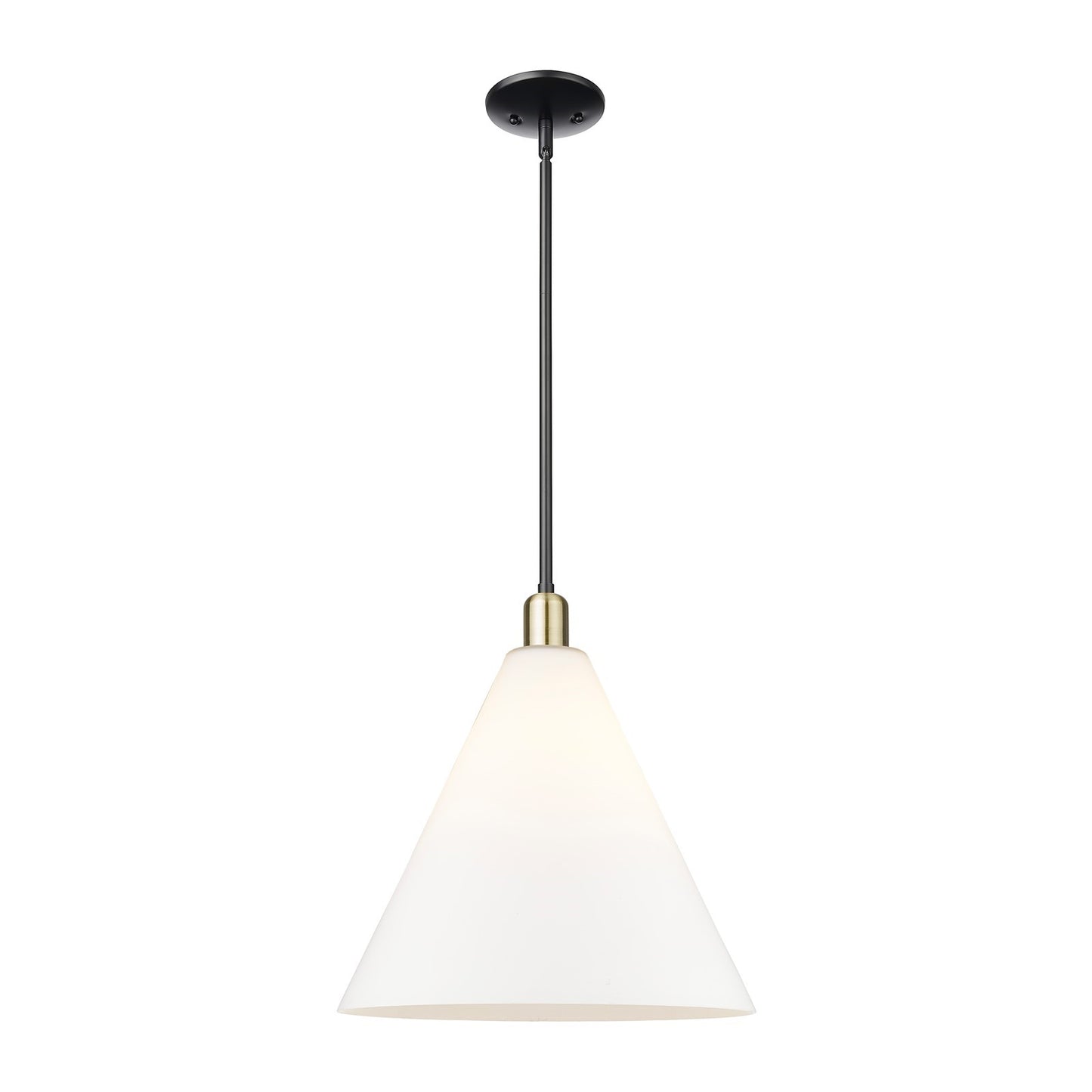Innovations Berkshire Glass 16in 1-Light Mini Pendant | Industrial Black Antique Brass and Matte White Glass | Kitchen Island & | Model 716-1S-BAB-GBC-161