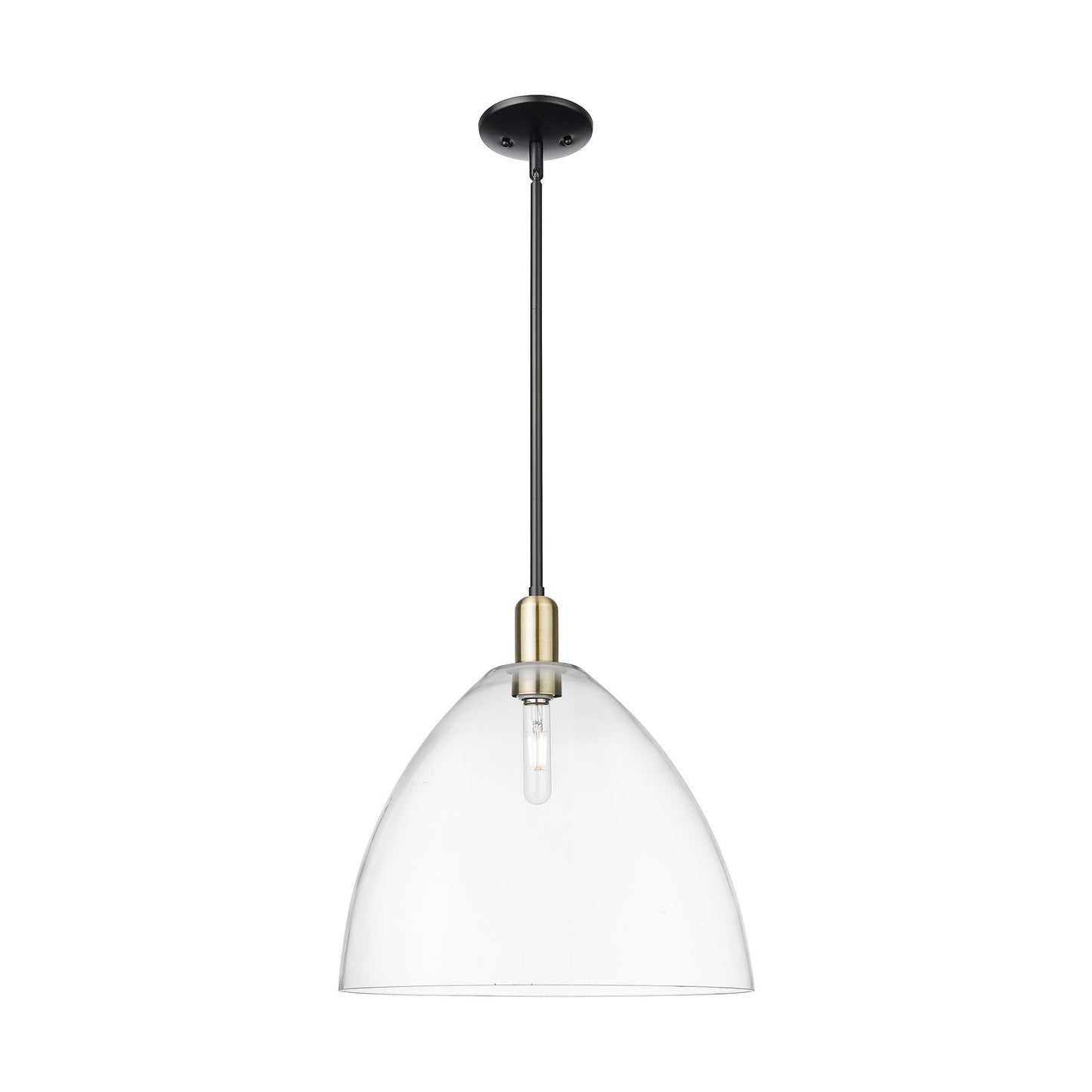Innovations Bristol 16in 1-Light Mini Pendant | Industrial Black Antique Brass Steel and Clear Glass | Kitchen Island & Dining | Model 716-1S-BAB-GBD-162