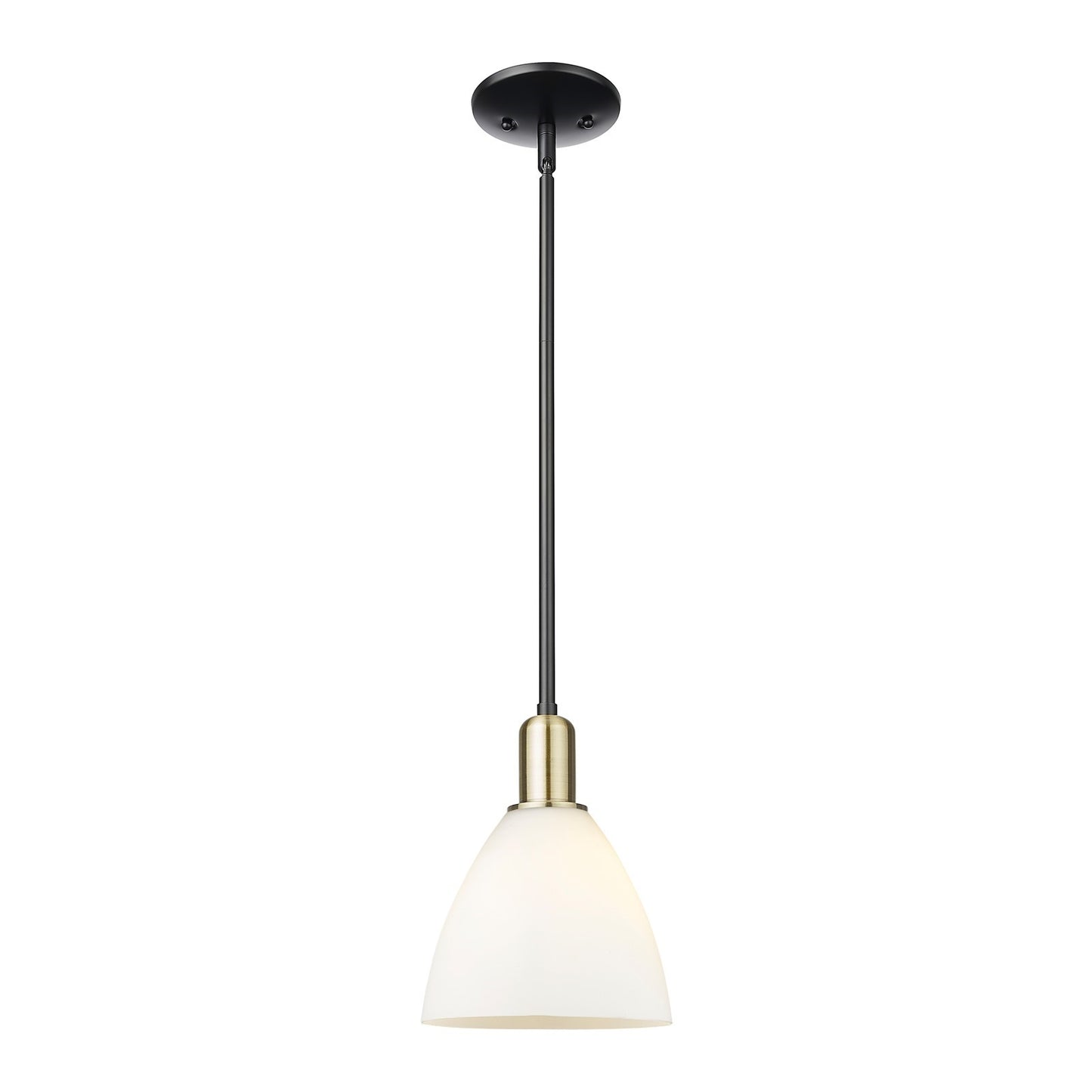 Innovations Bristol 8in 1-Light Mini Pendant | Industrial Black Antique Brass and Matte White Glass | Kitchen Island & Dining | Model 716-1S-BAB-GBD-751