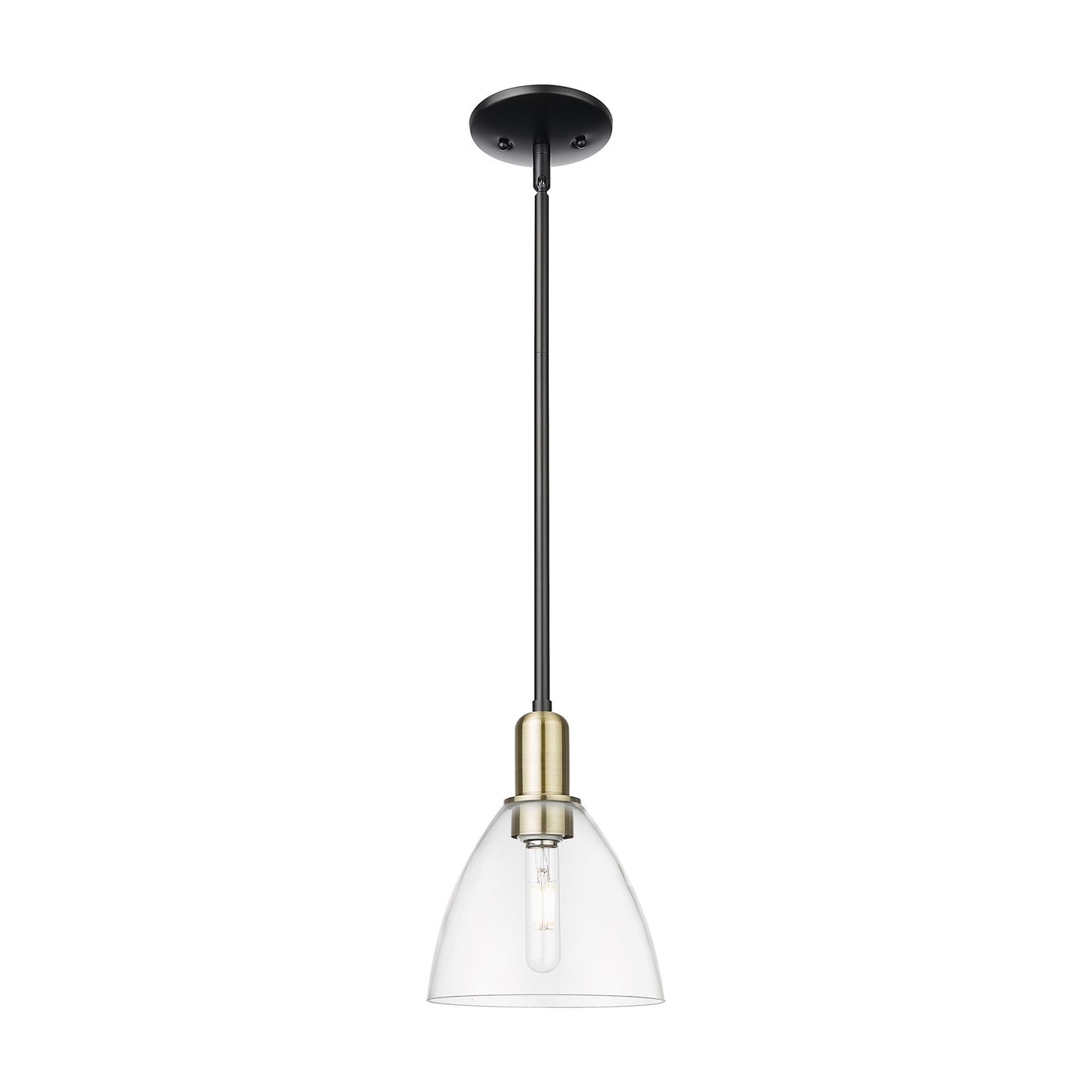 Innovations Bristol 7.5in 1-Light Mini Pendant | Industrial Black Antique Brass Steel and Clear Glass | Kitchen Island & Dining | Model 716-1S-BAB-GBD-752