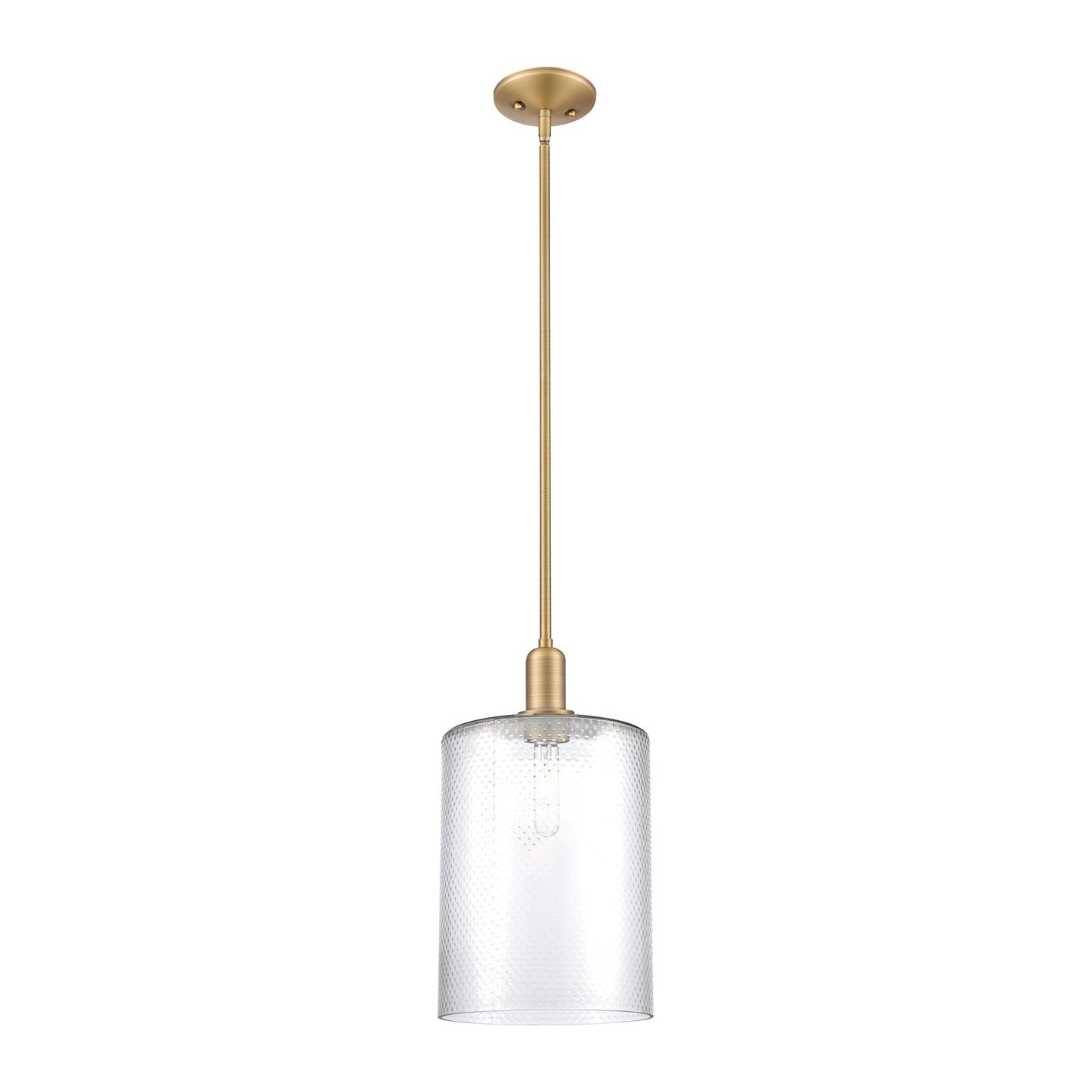 Innovations Cobbleskill 9in 1-Light Mini Pendant | Industrial Brushed Brass Steel and Clear Glass | Kitchen Island & Dining Room | Model 716-1S-BB-G112-L