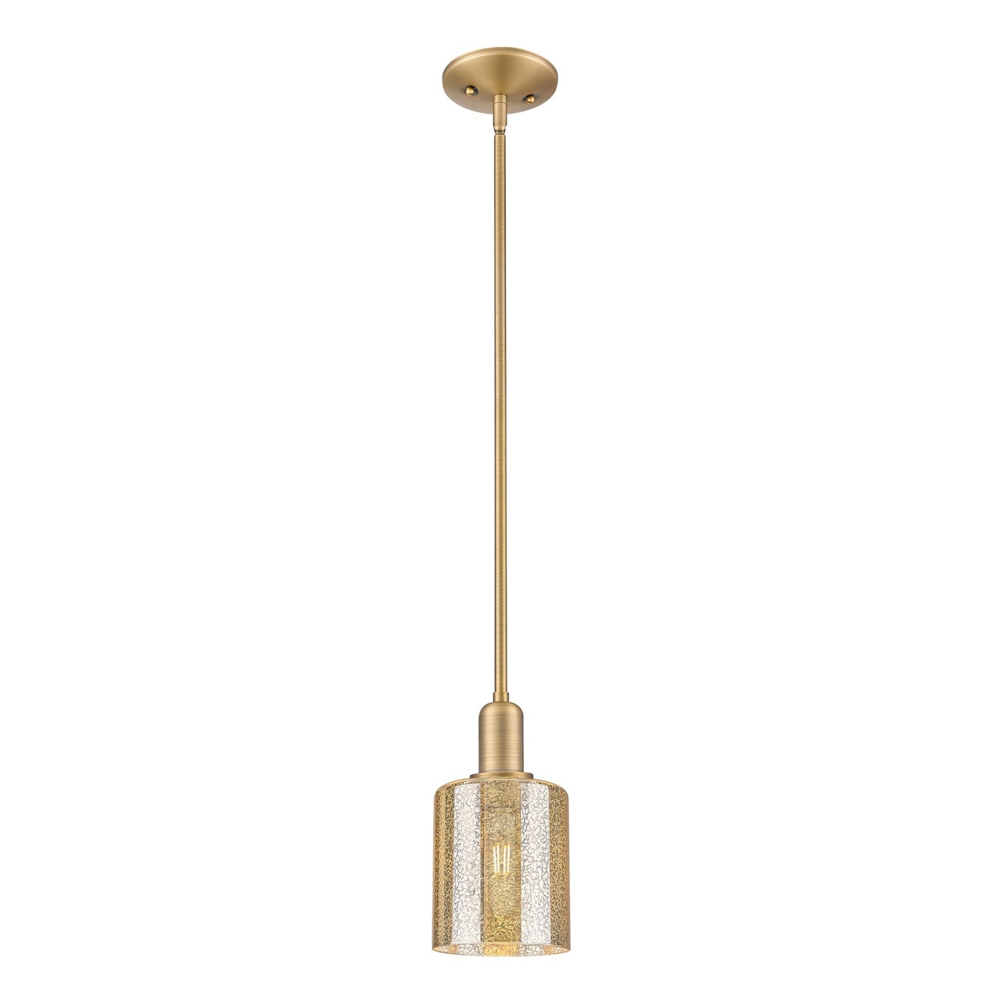 Innovations Cobbleskill 5in 1-Light Mini Pendant | Industrial Brushed Brass Steel and Mercury Glass | Kitchen Island & Dining Room | Model 716-1S-BB-G116