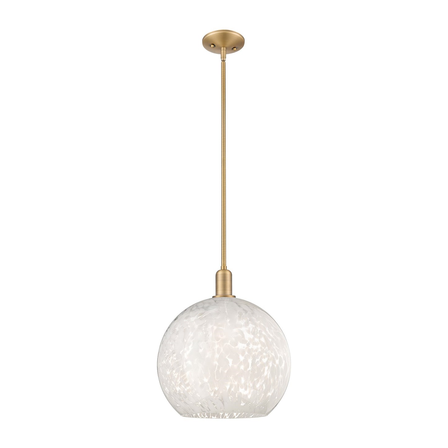 Innovations Lighting Arcadia 14in 1-Light Mini Pendant | Industrial Brushed Brass and White Mouchette Glass | Kitchen Island | Model 716-1S-BB-G1216-14WM