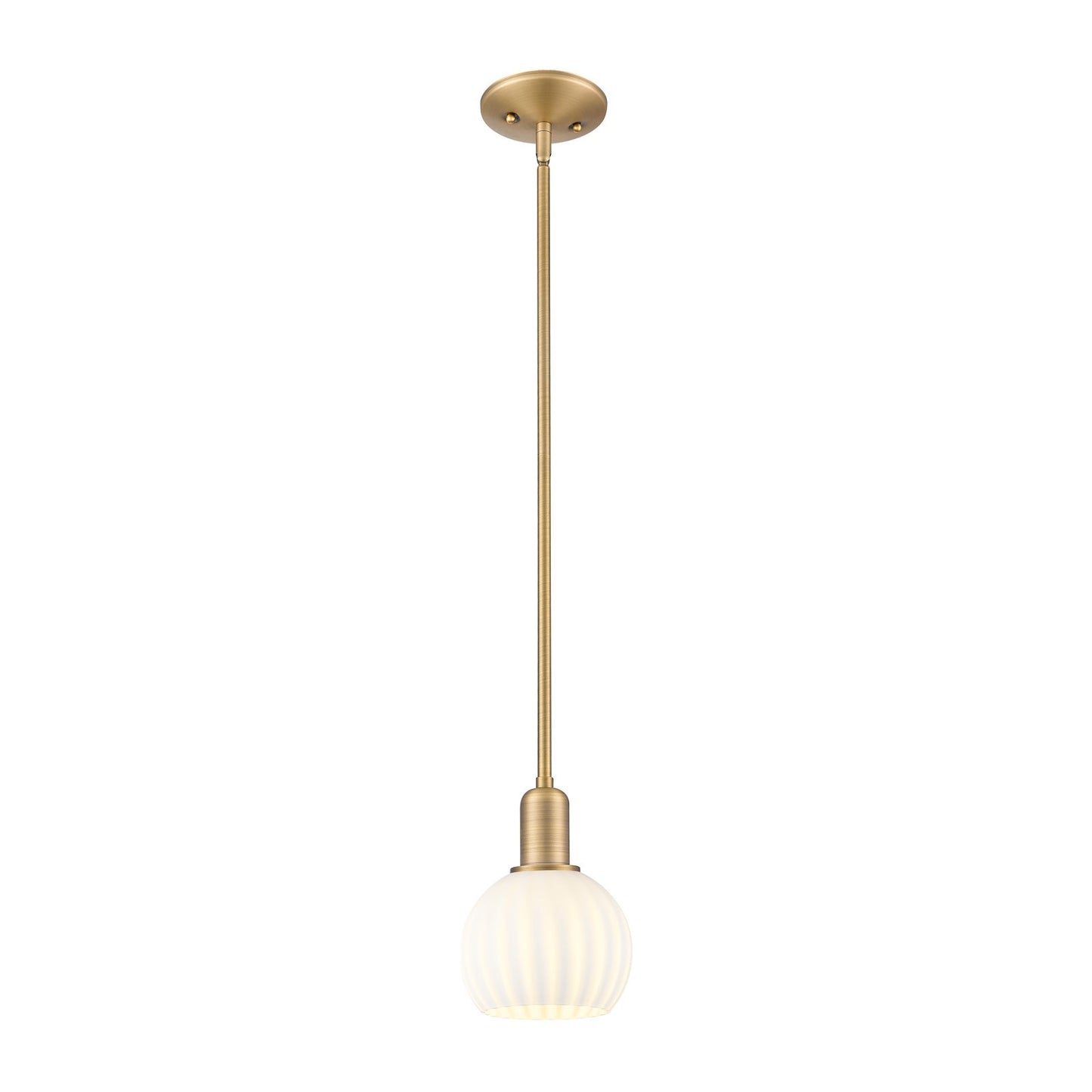Innovations Lighting Arcadia 6in 1-Light Mini Pendant | Industrial Brushed Brass and White Venetian Glass | Kitchen Island & | Model 716-1S-BB-G1217-6WV