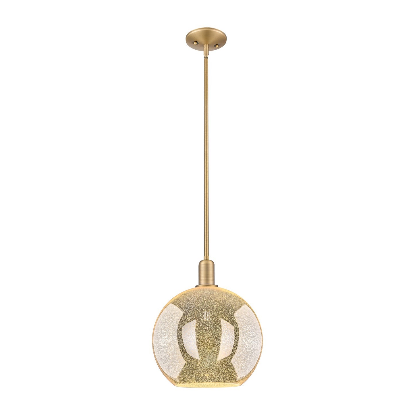 Innovations Athens 12in 1-Light Mini Pendant | Industrial Brushed Brass Steel and Mercury Glass | Kitchen Island & Dining Room | Model 716-1S-BB-G128-12