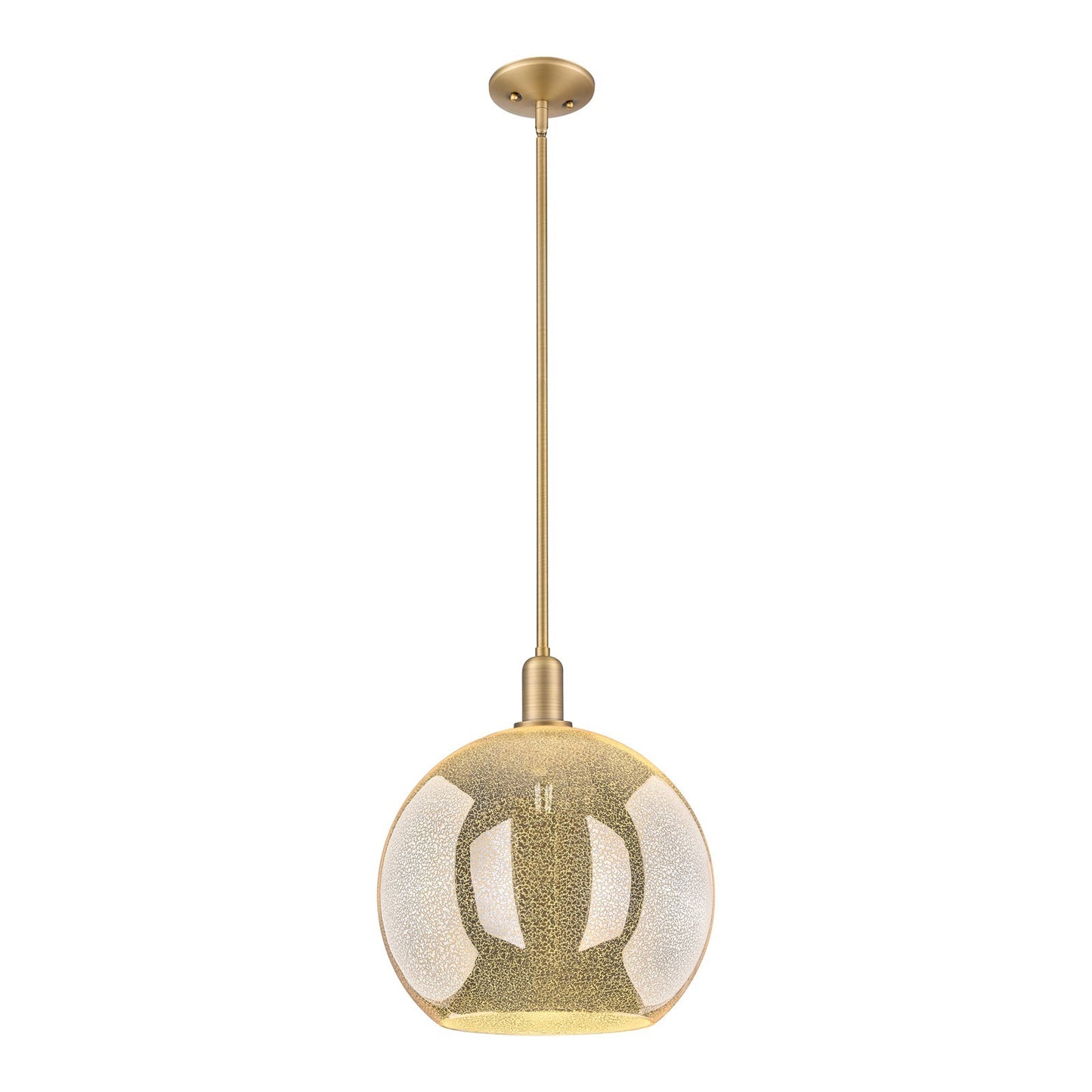 Innovations Athens 14in 1-Light Mini Pendant | Industrial Brushed Brass Steel and Mercury Glass | Kitchen Island & Dining Room | Model 716-1S-BB-G128-14