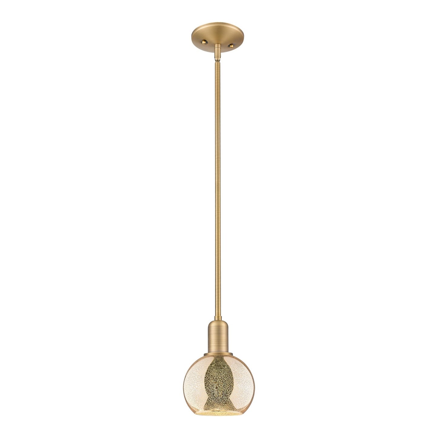 Innovations Athens 6in 1-Light Mini Pendant | Industrial Brushed Brass Steel and Mercury Glass | Kitchen Island & Dining Room | Model 716-1S-BB-G128-6