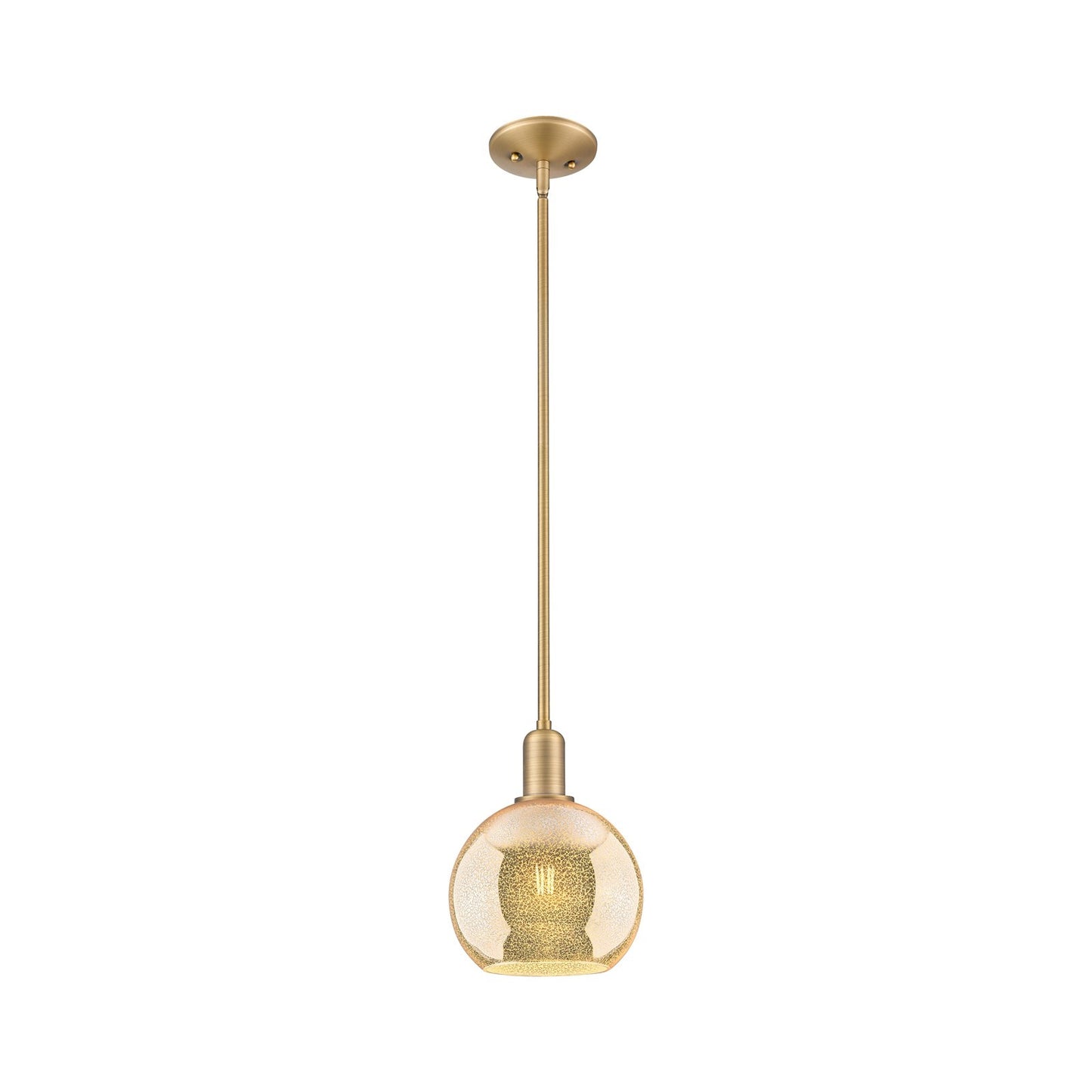 Innovations Athens 8in 1-Light Mini Pendant | Industrial Brushed Brass and Mercury Glass | Kitchen Island & Dining Room | 8 x 8 x | Model 716-1S-BB-G128-8