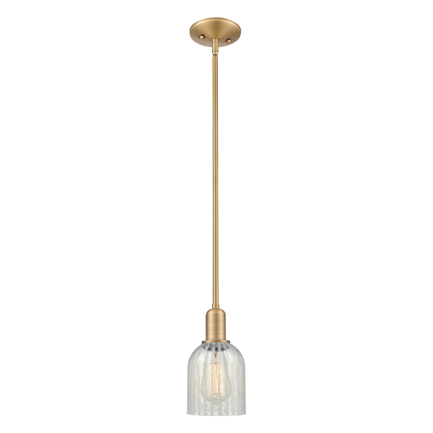 Innovations Caledonia 5in 1-Light Mini Pendant | Industrial Brushed Brass Steel and Mouchette Glass | Kitchen Island & Dining Room | Model 716-1S-BB-G2511