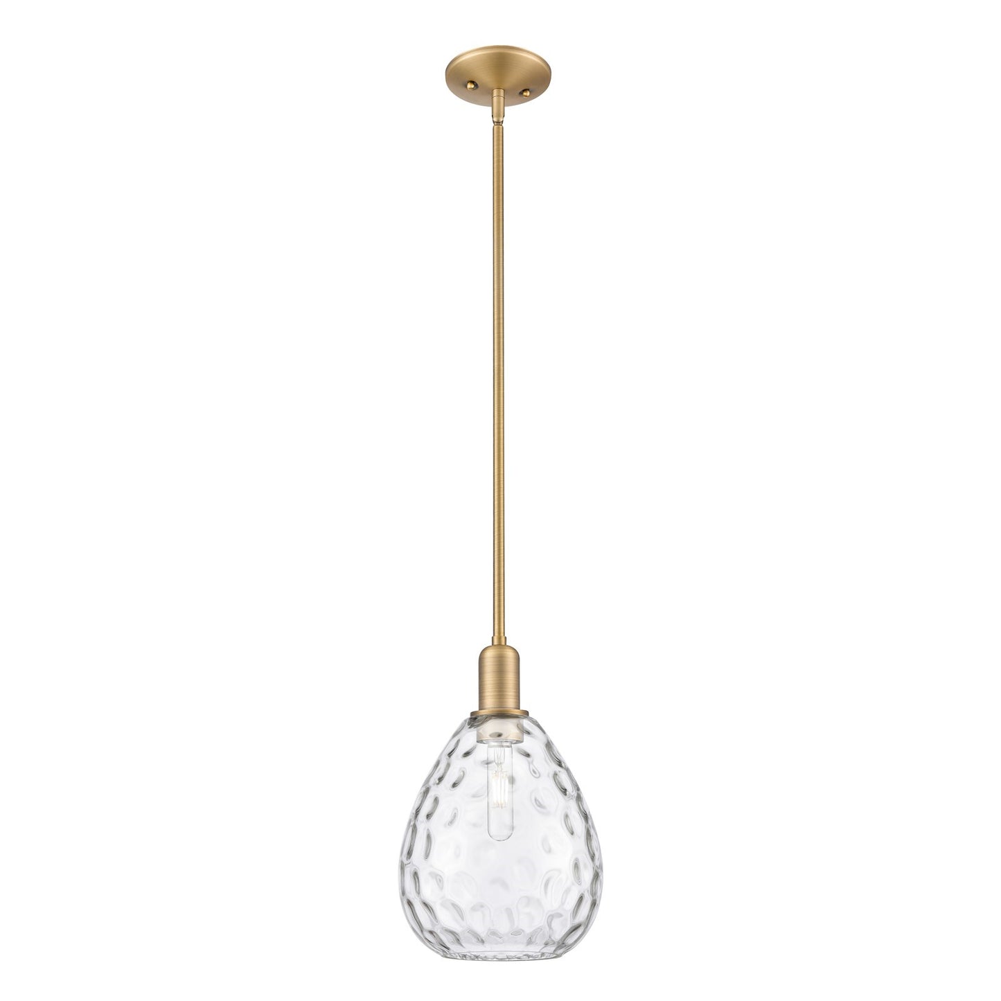 Innovations Waverly 8in 1-Light Mini Pendant | Industrial Brushed Brass Steel and Clear Glass | Kitchen Island & Dining Room | 8 x | Model 716-1S-BB-G372