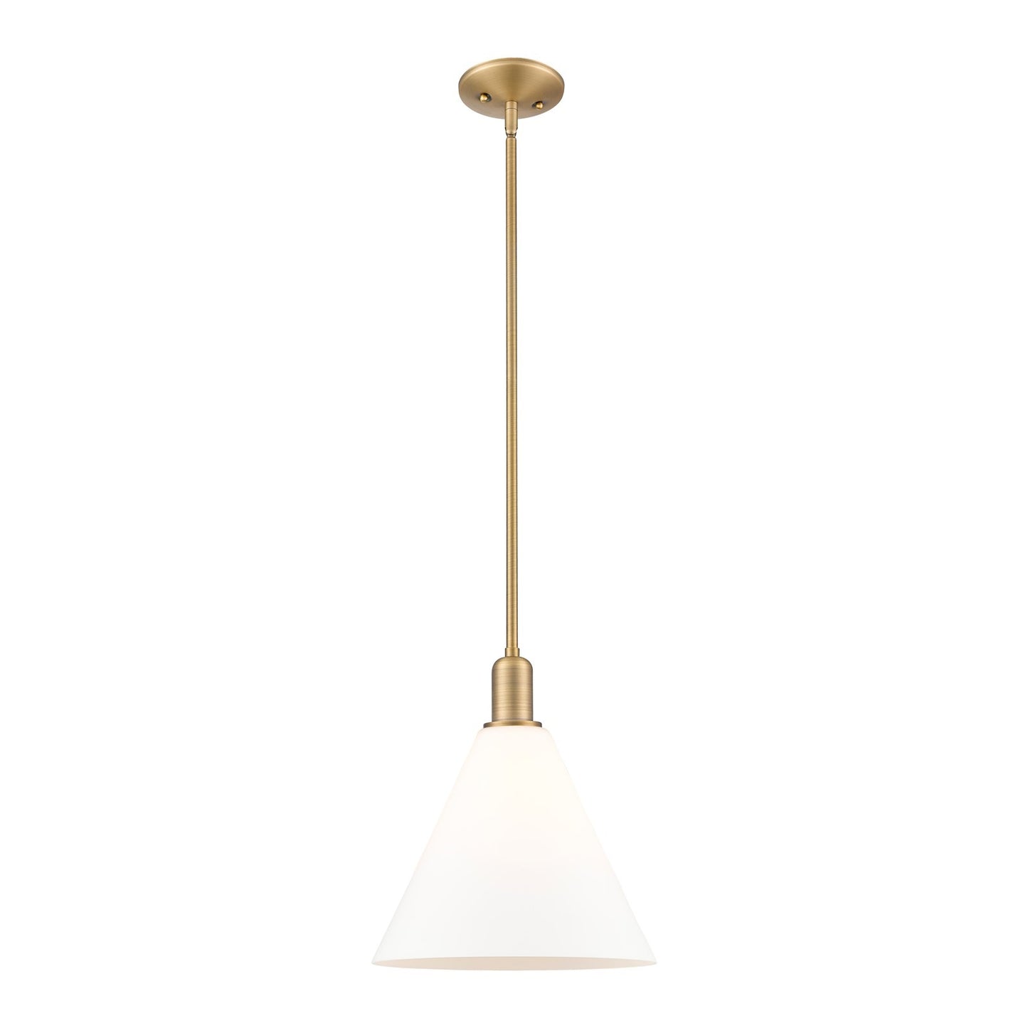 Innovations Berkshire Glass 12in 1-Light Mini Pendant | Industrial Brushed Brass Steel and Matte White Glass | Kitchen Island & | Model 716-1S-BB-GBC-121