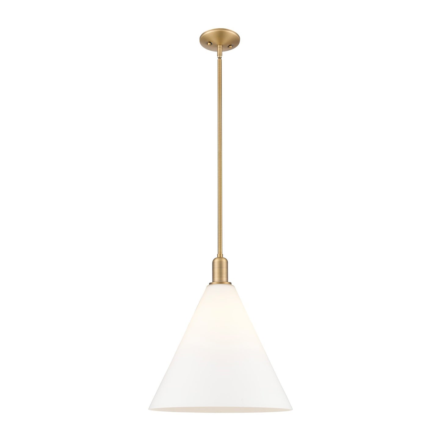 Innovations Berkshire Glass 16in 1-Light Mini Pendant | Industrial Brushed Brass Steel and Matte White Glass | Kitchen Island & | Model 716-1S-BB-GBC-161