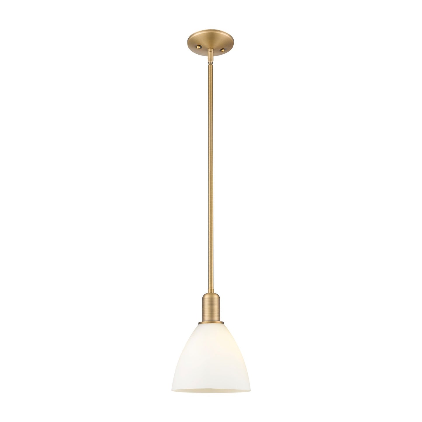 Innovations Bristol 8in 1-Light Mini Pendant | Industrial Brushed Brass Steel and Matte White Glass | Kitchen Island & Dining | Model 716-1S-BB-GBD-751