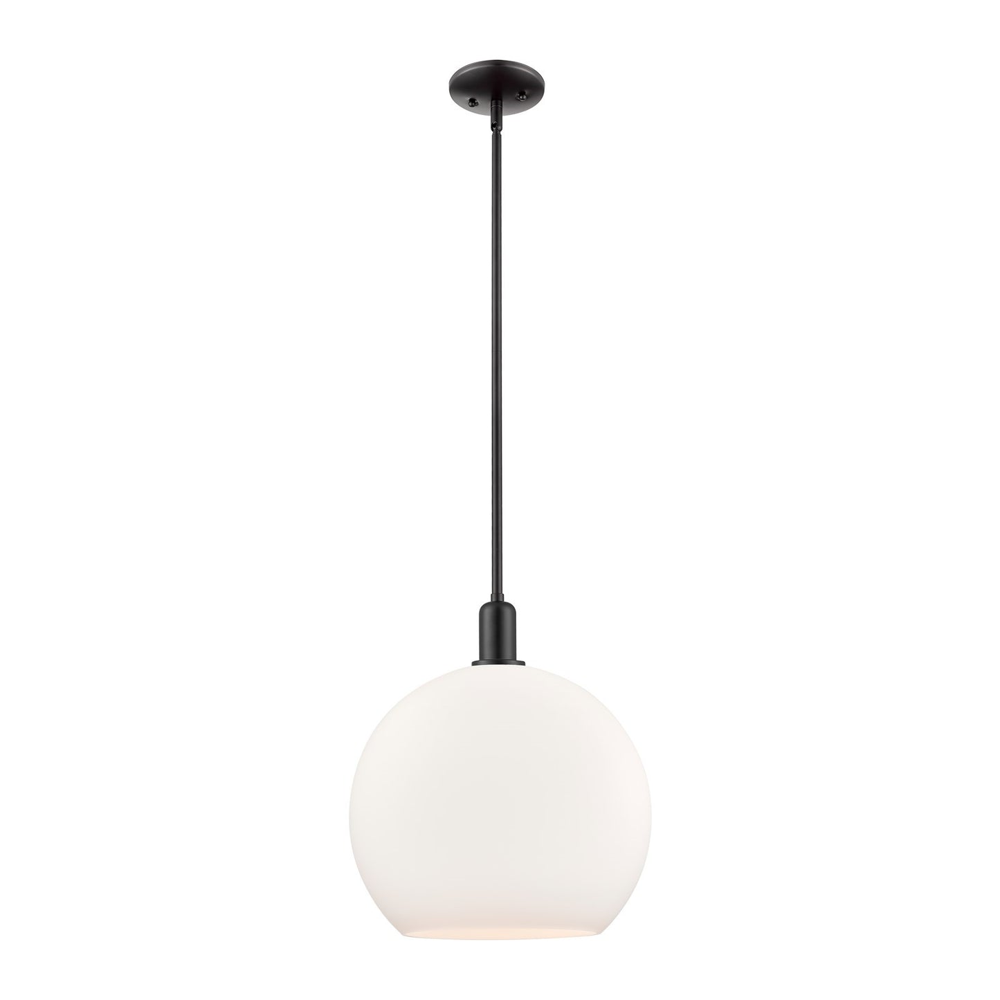 Innovations Athens 14in 1-Light Mini Pendant | Industrial Matte Black Steel and Matte White Glass | Kitchen Island & Dining Room | Model 716-1S-BK-G121-14