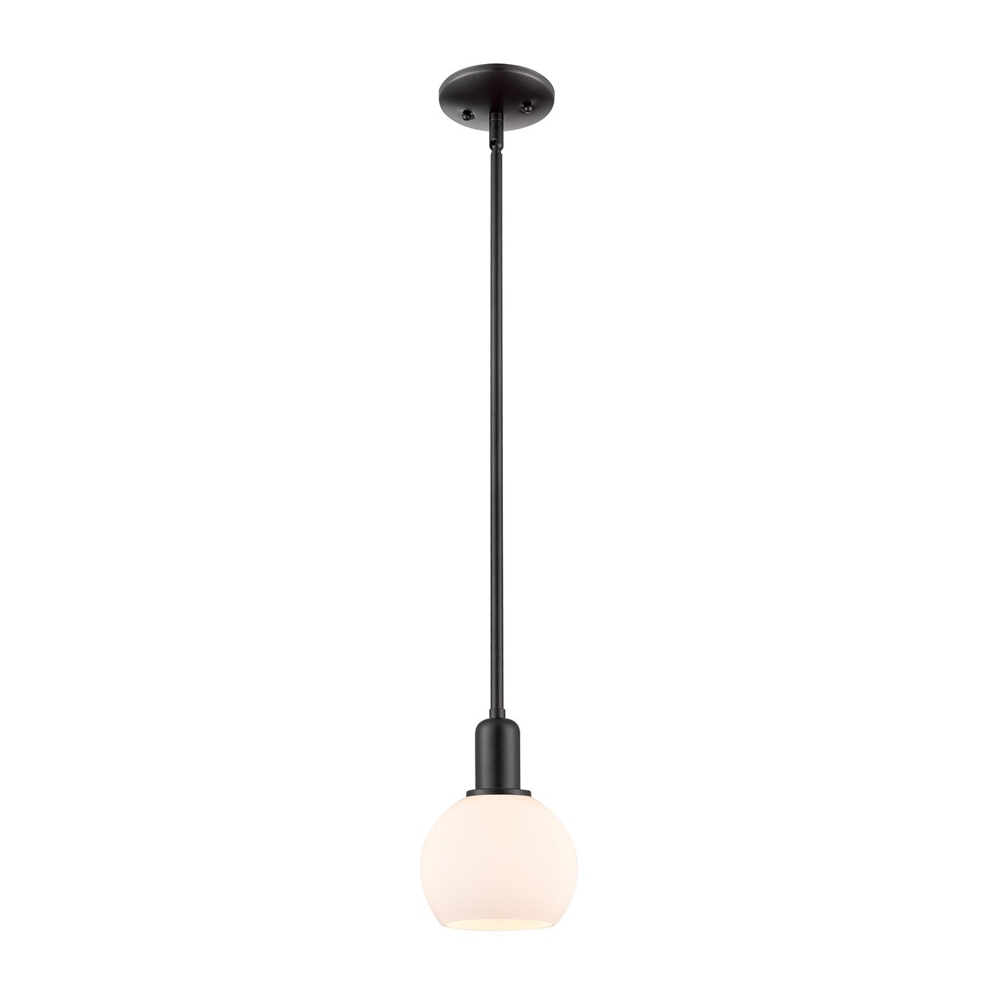 Innovations Athens 6in 1-Light Mini Pendant | Industrial Matte Black Steel and Matte White Glass | Kitchen Island & Dining Room | Model 716-1S-BK-G121-6