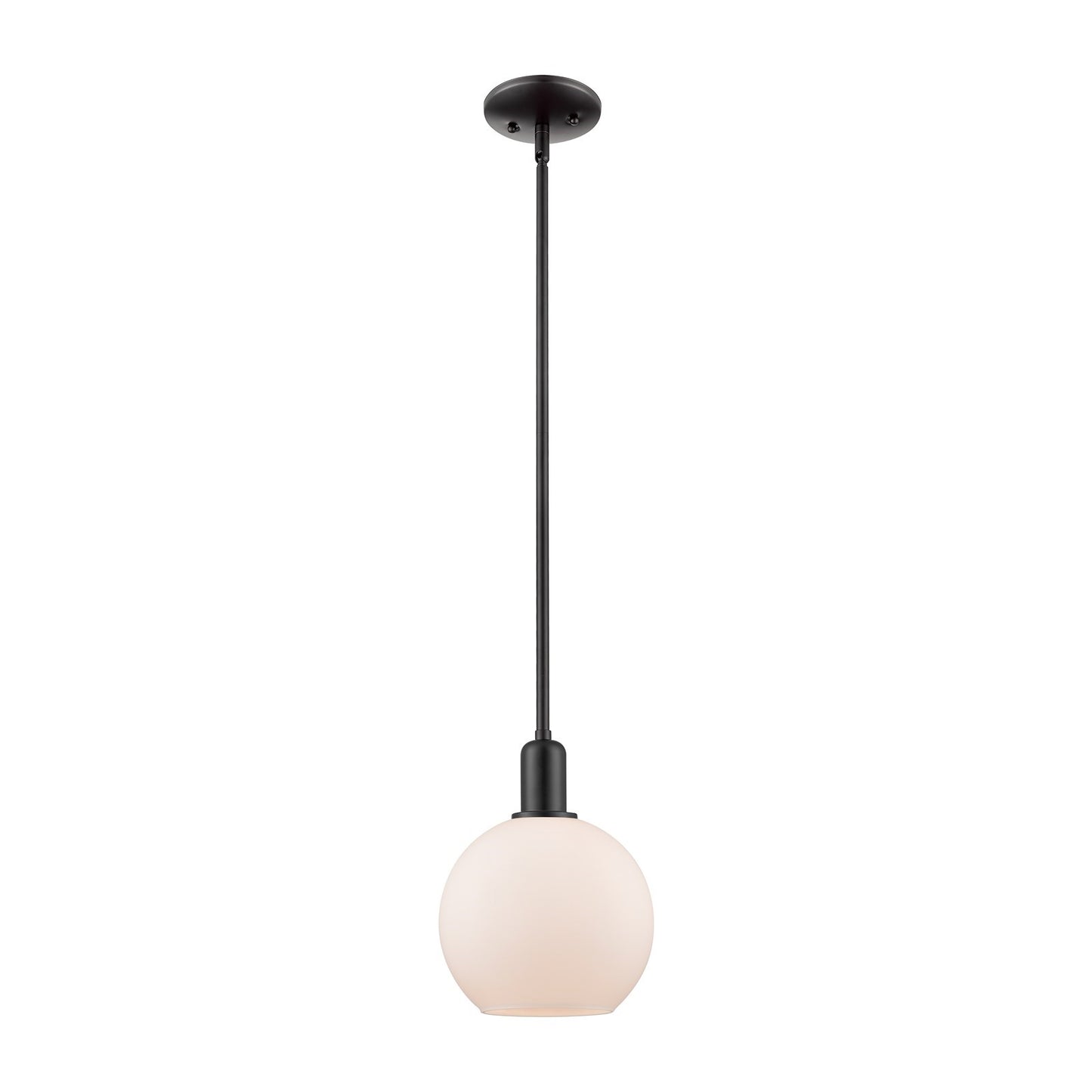 Innovations Athens 8in 1-Light Mini Pendant | Industrial Matte Black Steel and Matte White Glass | Kitchen Island & Dining Room | Model 716-1S-BK-G121-8