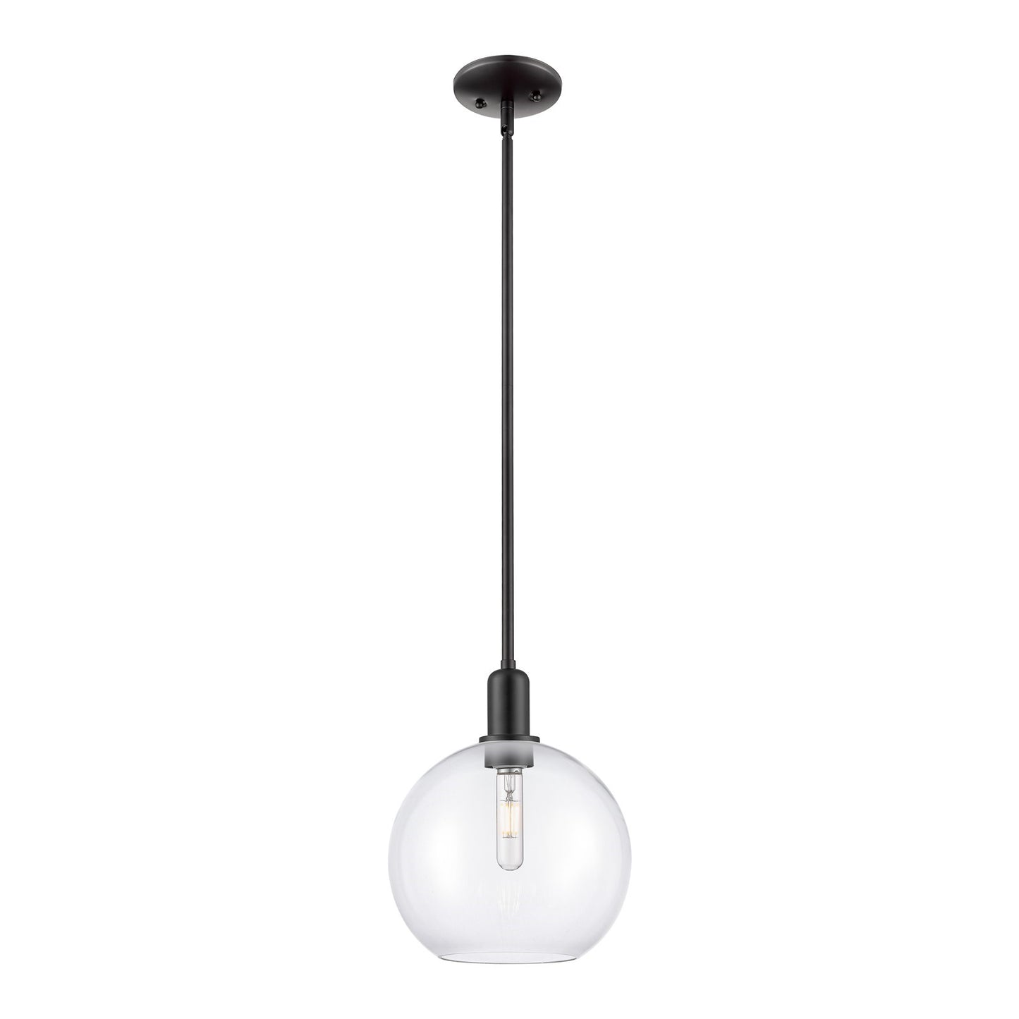 Innovations Athens 10in 1-Light Mini Pendant | Industrial Matte Black Steel and Clear Glass | Kitchen Island & Dining Room | 10 | Model 716-1S-BK-G122-10