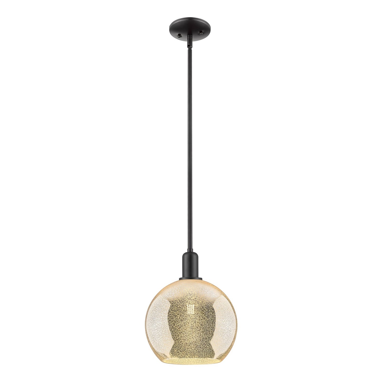 Innovations Athens 10in 1-Light Mini Pendant | Industrial Matte Black Steel and Mercury Glass | Kitchen Island | 10 x 10 x 12.62 | Model 716-1S-BK-G128-10