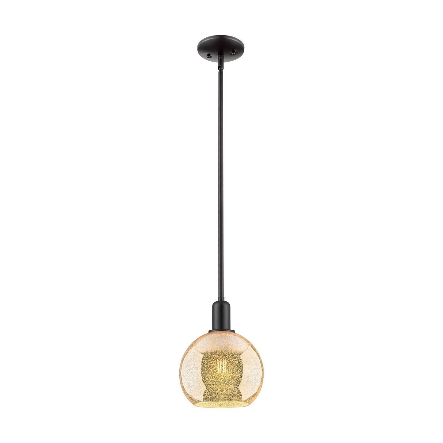Innovations Athens 8in 1-Light Mini Pendant | Industrial Matte Black Steel and Mercury Glass | Kitchen Island | 8 x 8 x 10.62 in | Model 716-1S-BK-G128-8