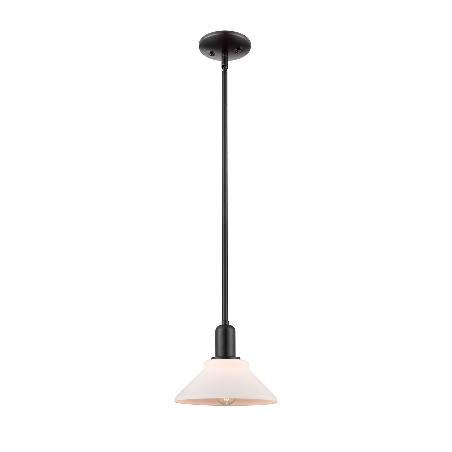 Innovations Orwell 8in 1-Light Mini Pendant | Industrial Matte Black Steel and Matte White Glass | Kitchen Island & Dining Room | Model 716-1S-BK-G131