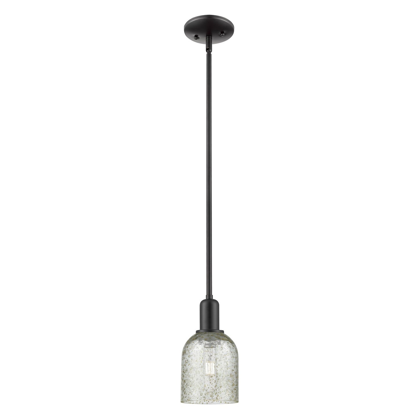 Innovations Caledonia 5in 1-Light Mini Pendant | Industrial Matte Black Steel and Mica Glass | Kitchen Island & Dining Room | 5 x 5 | Model 716-1S-BK-G259