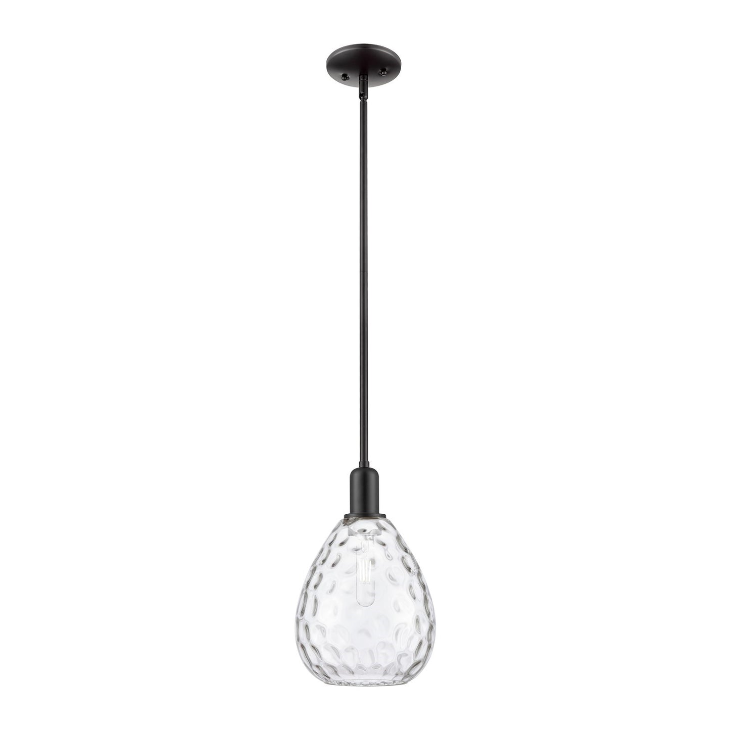 Innovations Waverly 8in 1-Light Mini Pendant | Industrial Matte Black Steel and Clear Glass | Kitchen Island & Dining Room | 8 x 8 | Model 716-1S-BK-G372