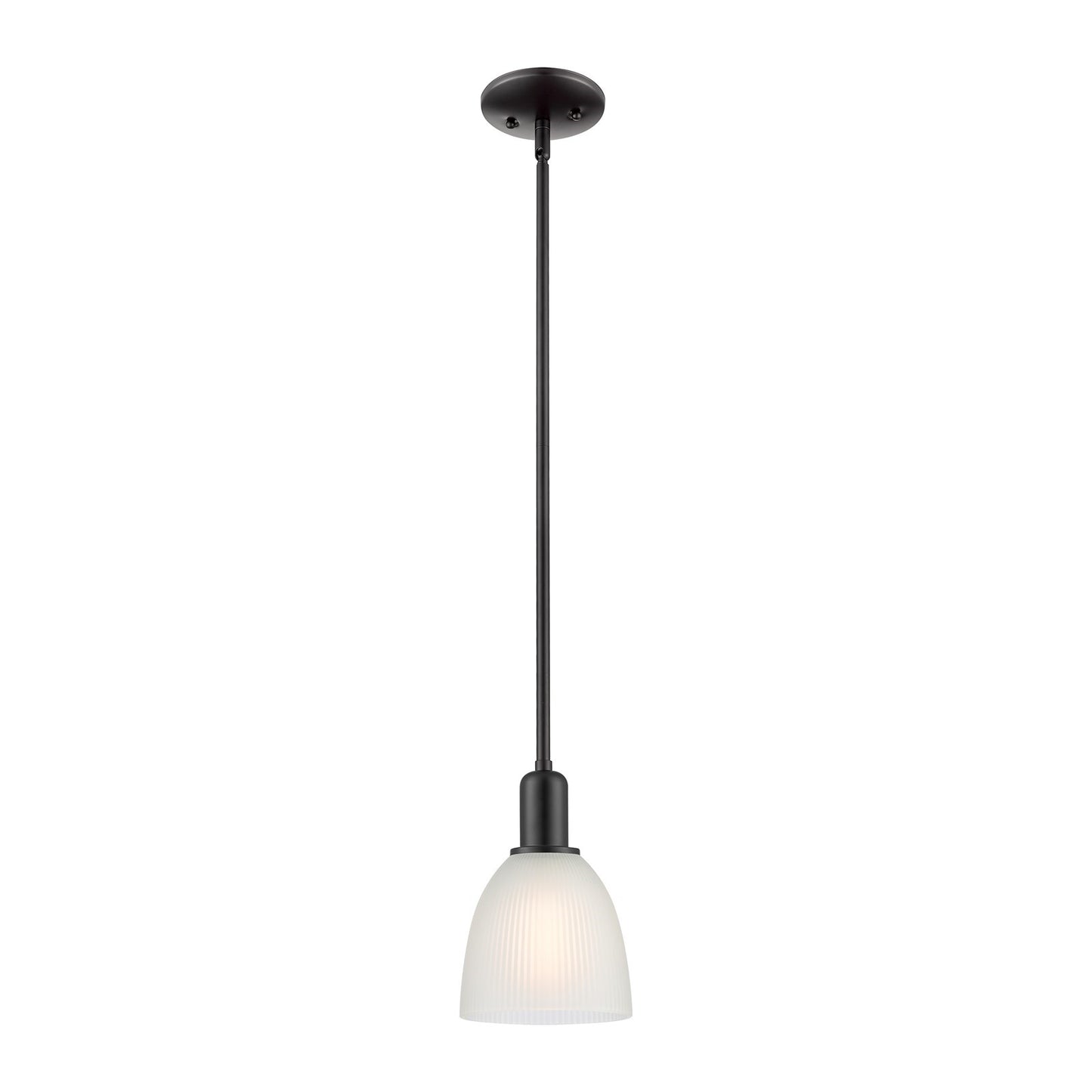 Innovations Castile 6in 1-Light Mini Pendant | Industrial Matte Black Steel and White Glass | Kitchen Island & Dining Room | Damp | Model 716-1S-BK-G381